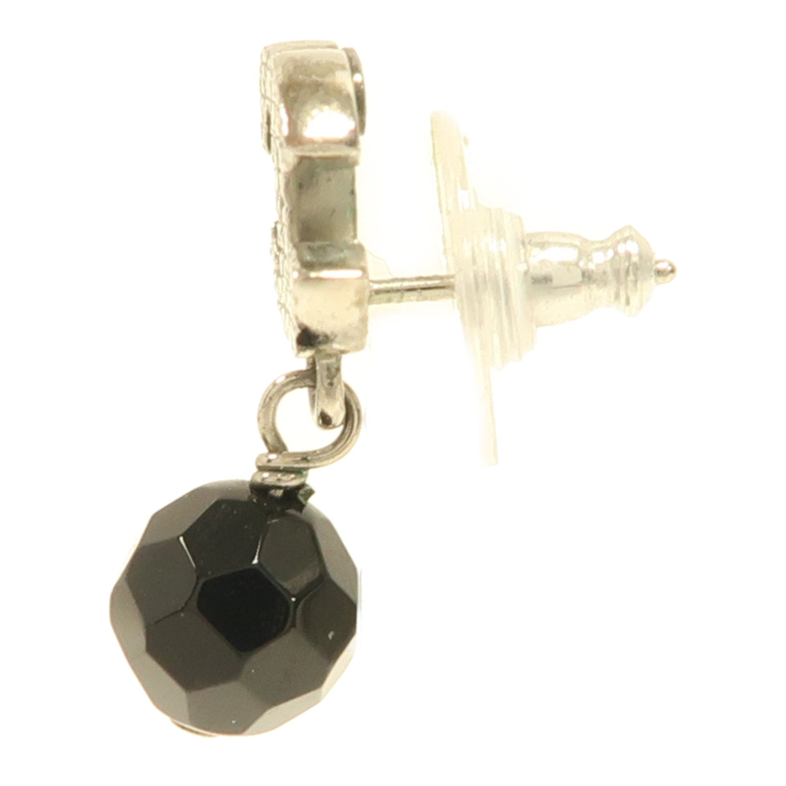 CHANEL 金屬/PVC Earrings耳環銀色/黑色
