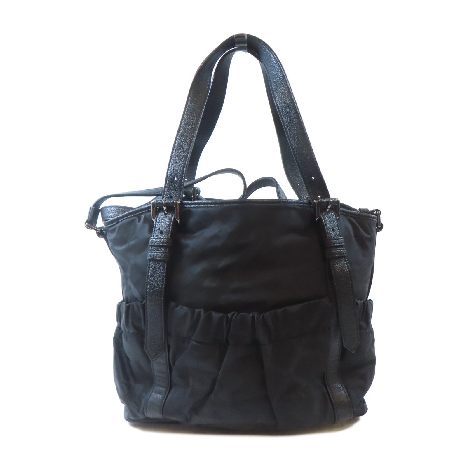 BURBERRY 尼龍2 Way Shoulder Bag銀扣手挽肩背兩用袋黑色