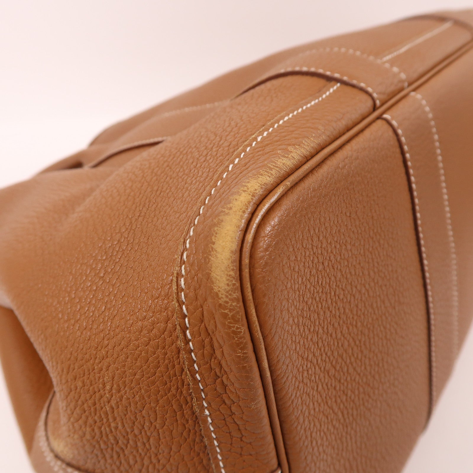 HERMES Negonda皮革Garden Party PM銀扣手挽袋金色