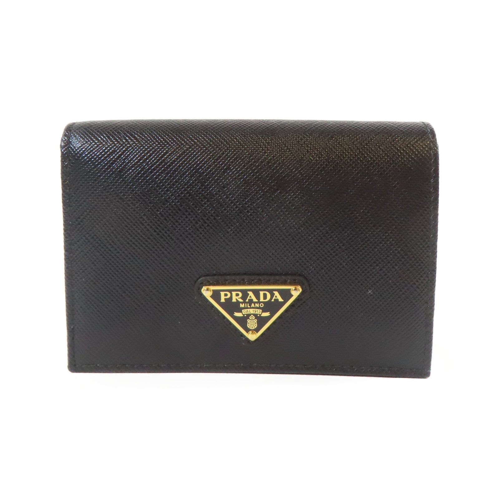 PRADA 牛皮皮革Small Wallet折叠錢包黑色