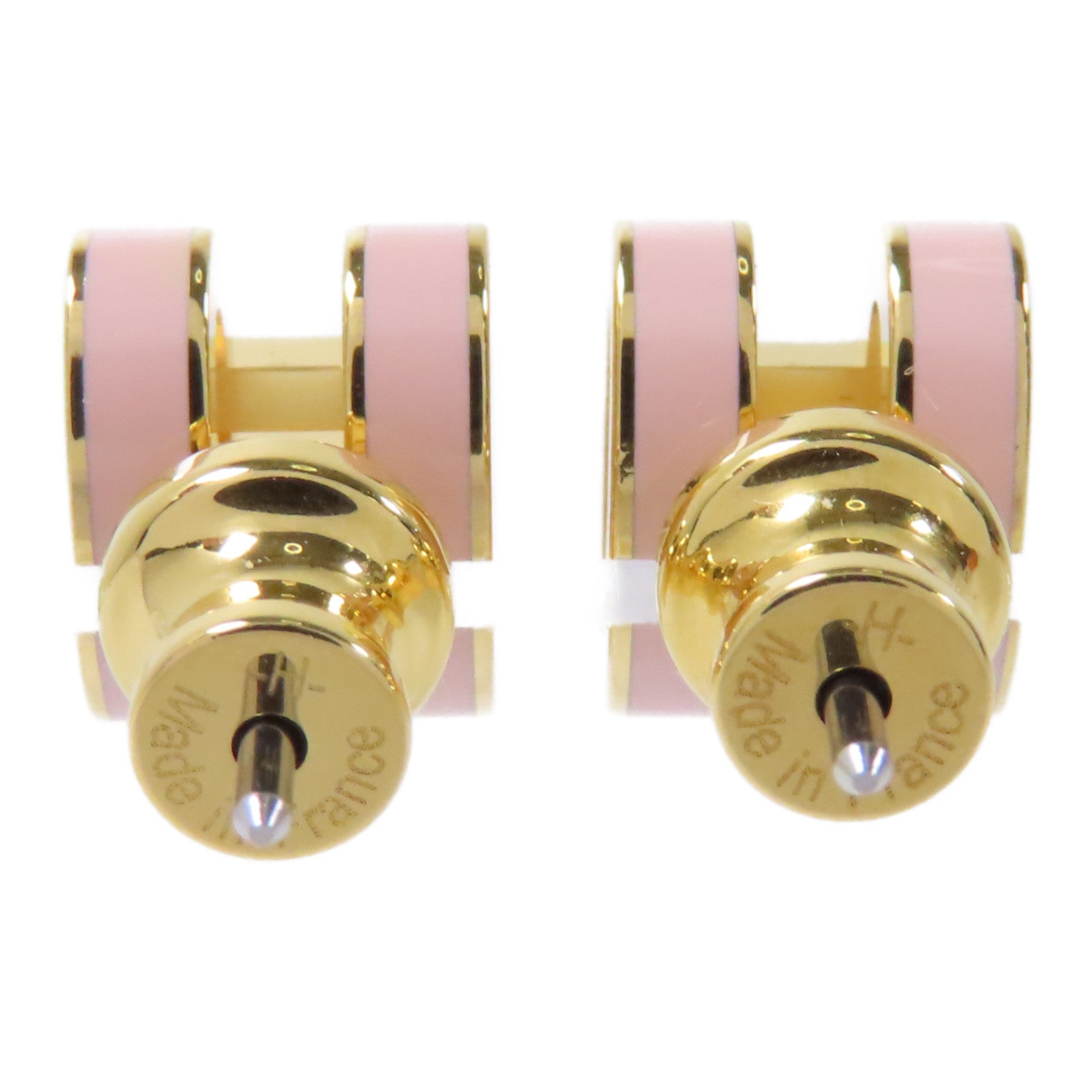 HERMES 金屬Mini Pop H Earrings耳環金色/粉紅色