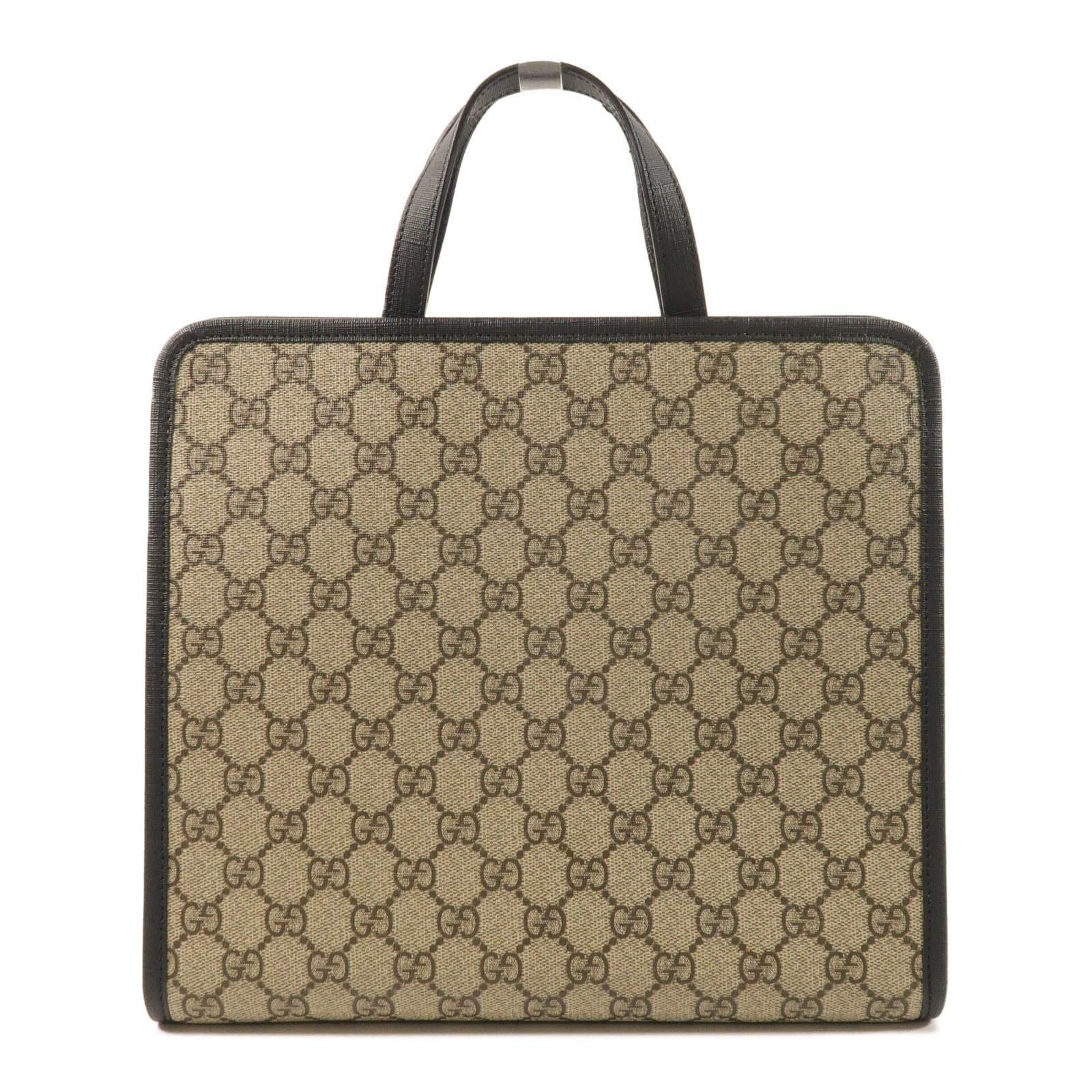 GUCCI 塗層帆布/牛皮皮革Tote Bag銀扣手挽袋