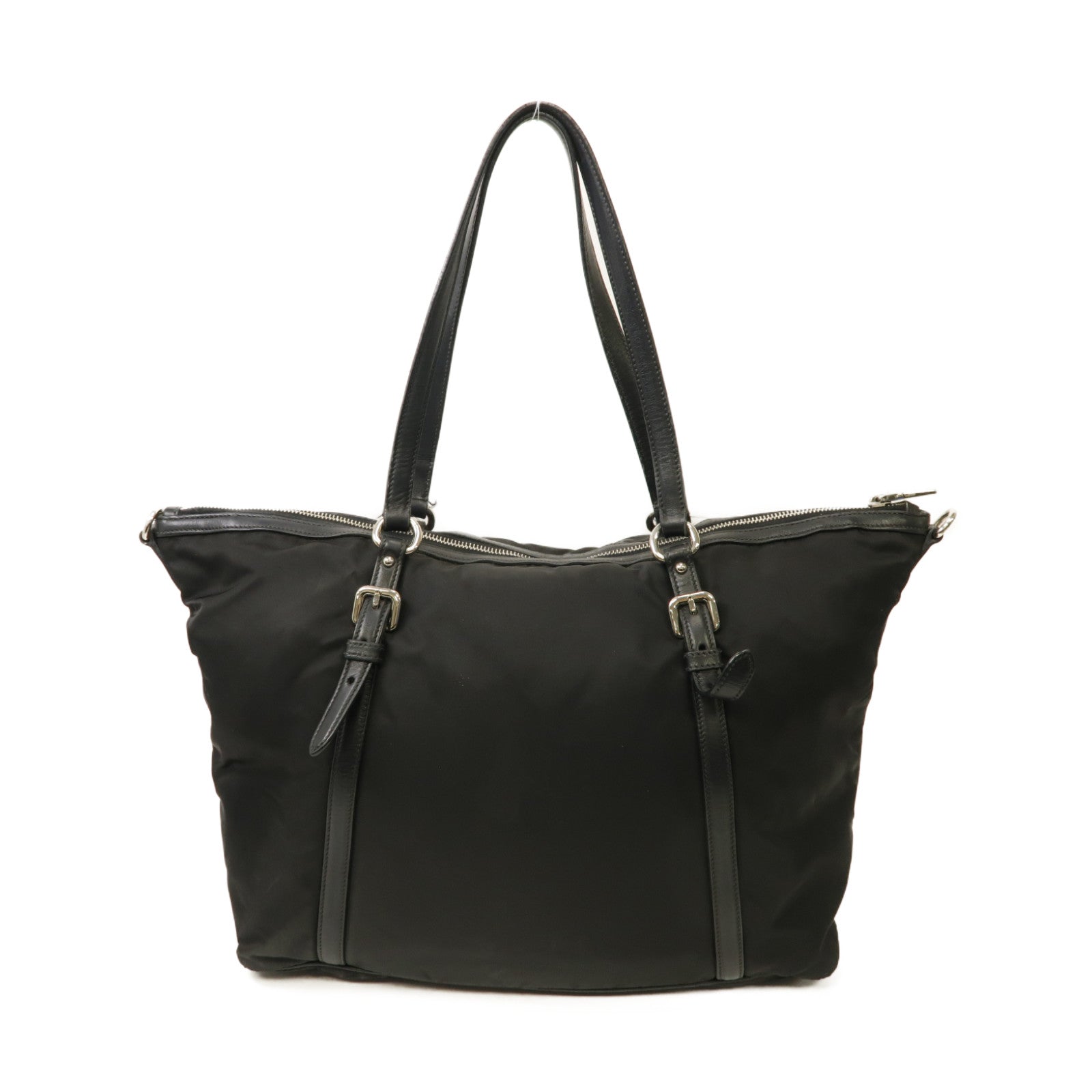 PRADA 尼龍2way Shoulder Bag銀扣手挽肩背兩用袋黑色