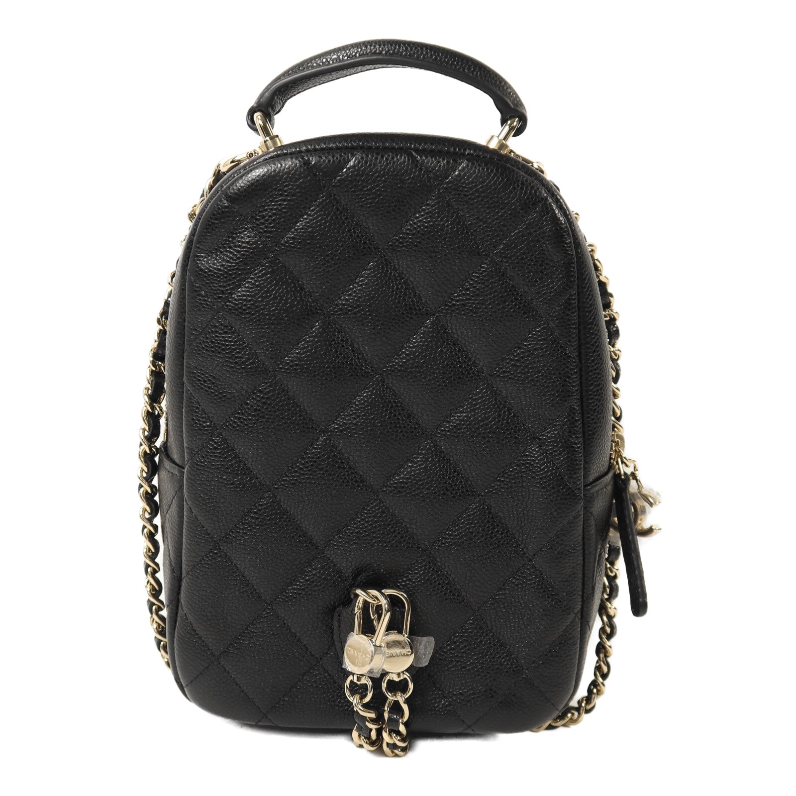 CHANEL 牛皮皮革Matelasse Mini Backpack金扣鏈帶背包