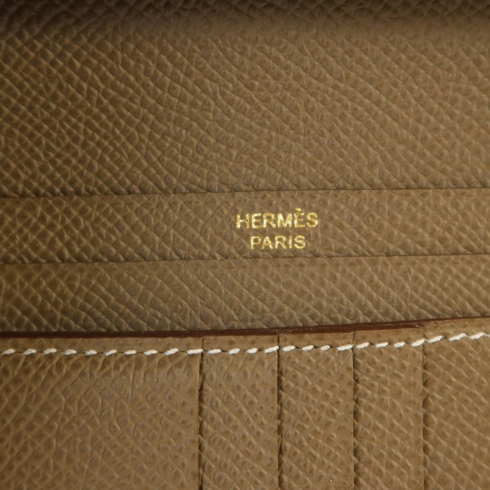 HERMES Epsom皮革Bearn Compact Wallet金扣錢包Etoupe