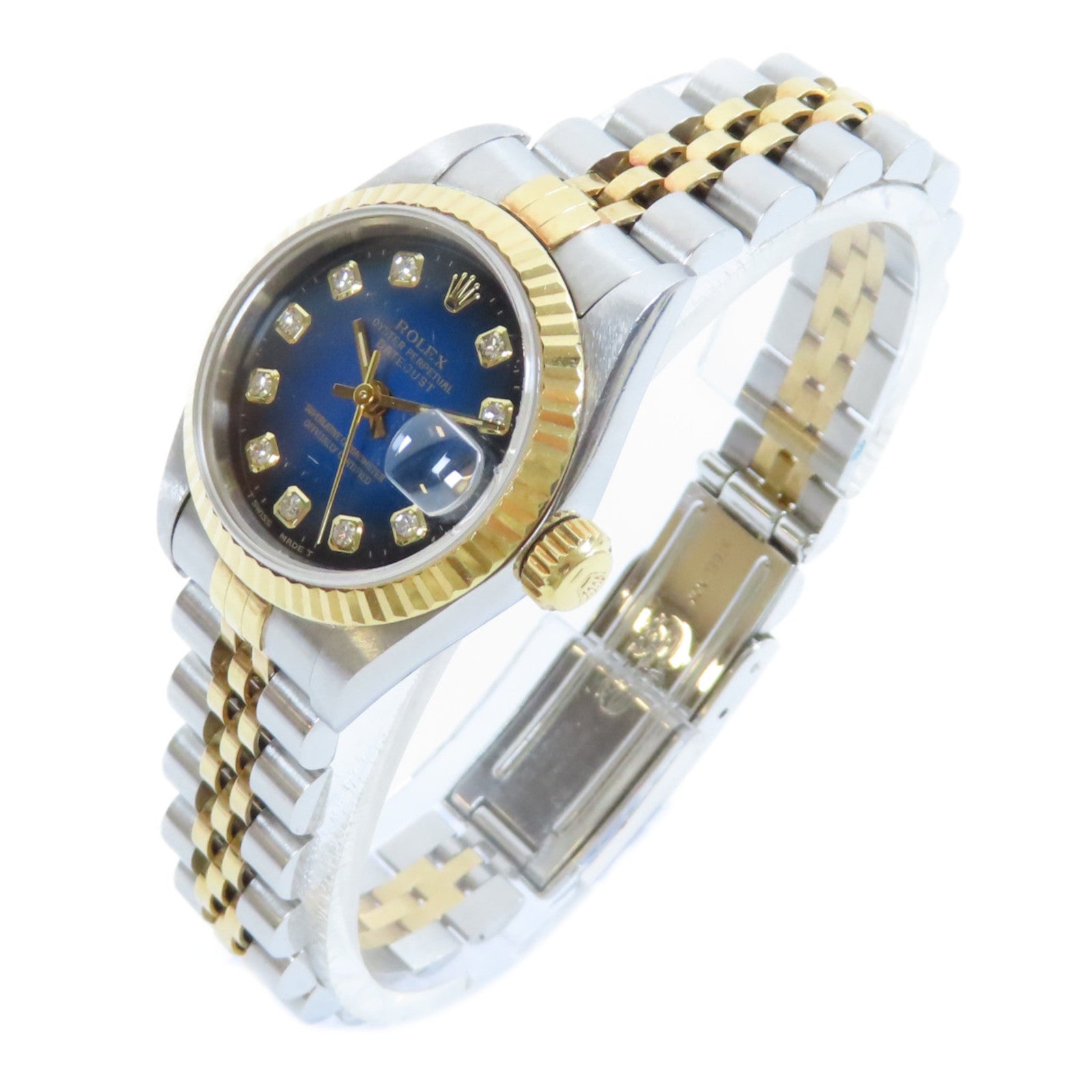 ROLEX 【激減優惠】18K黃金Lady Datejust 26mm不鏽鋼手錶自動機芯藍色