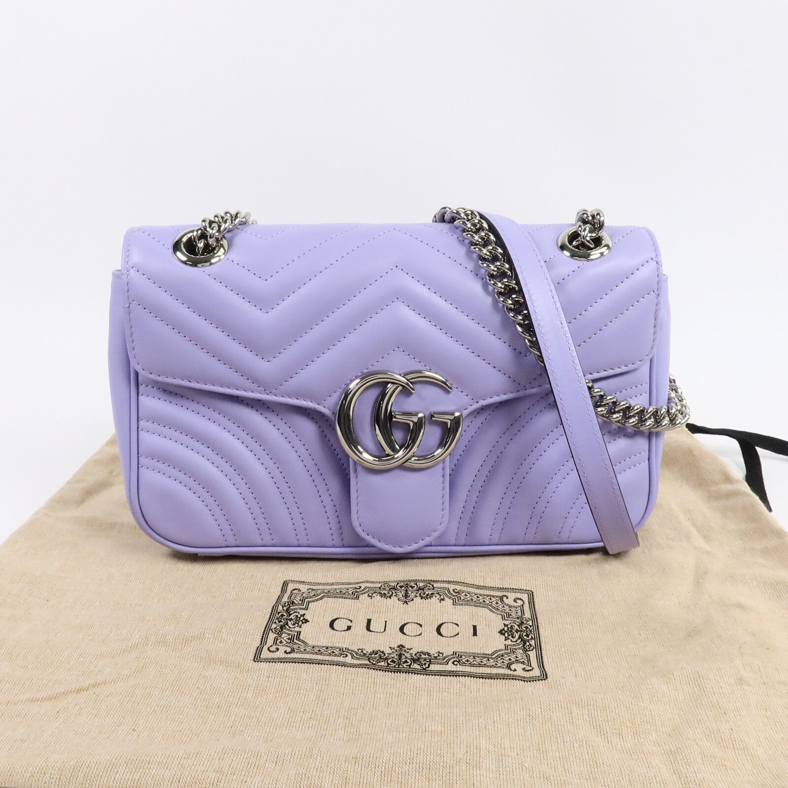 GUCCI 牛皮皮革GG Marmont鏈帶肩背袋