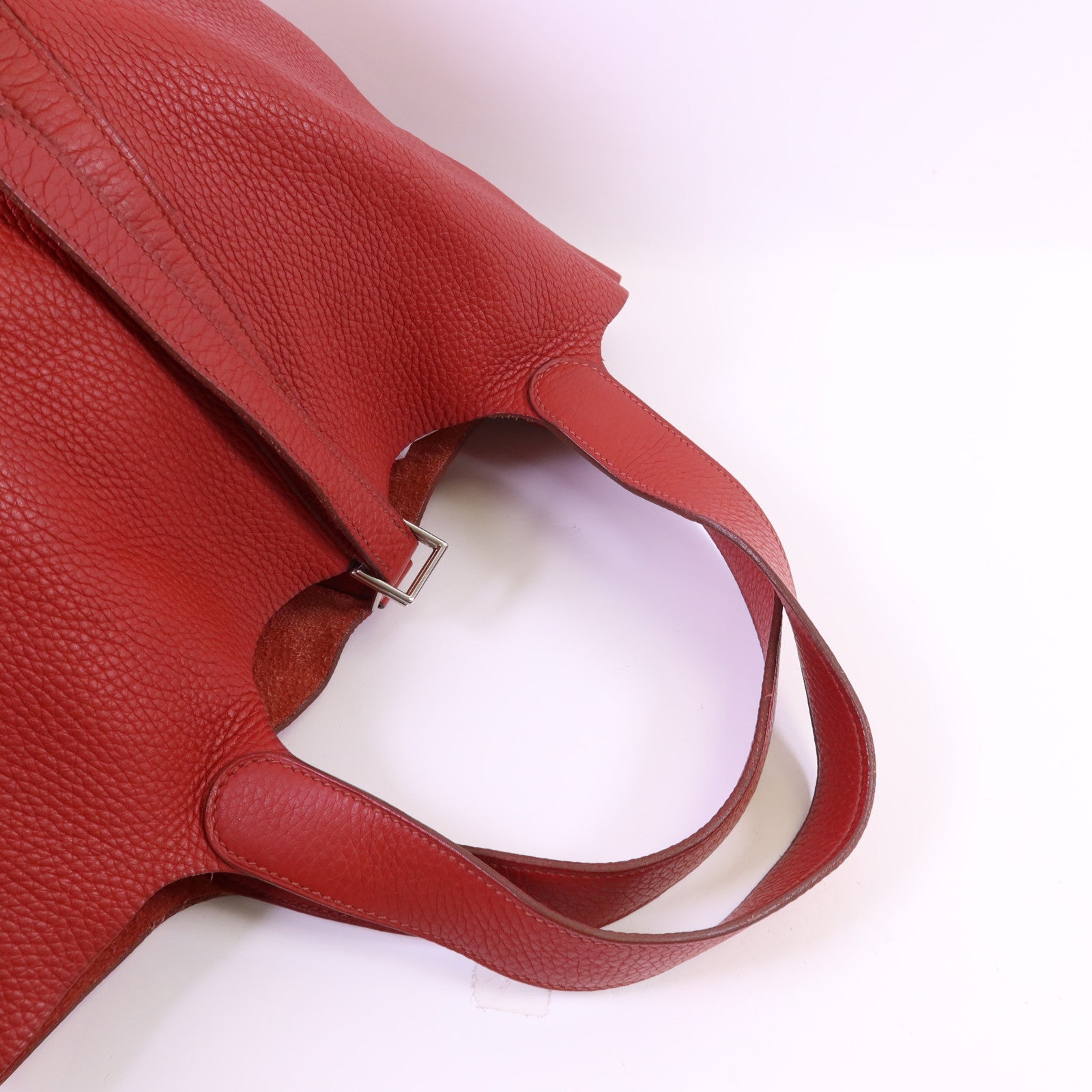 HERMES Clemence皮革Picotin GM銀扣手挽袋Rouge Casaque