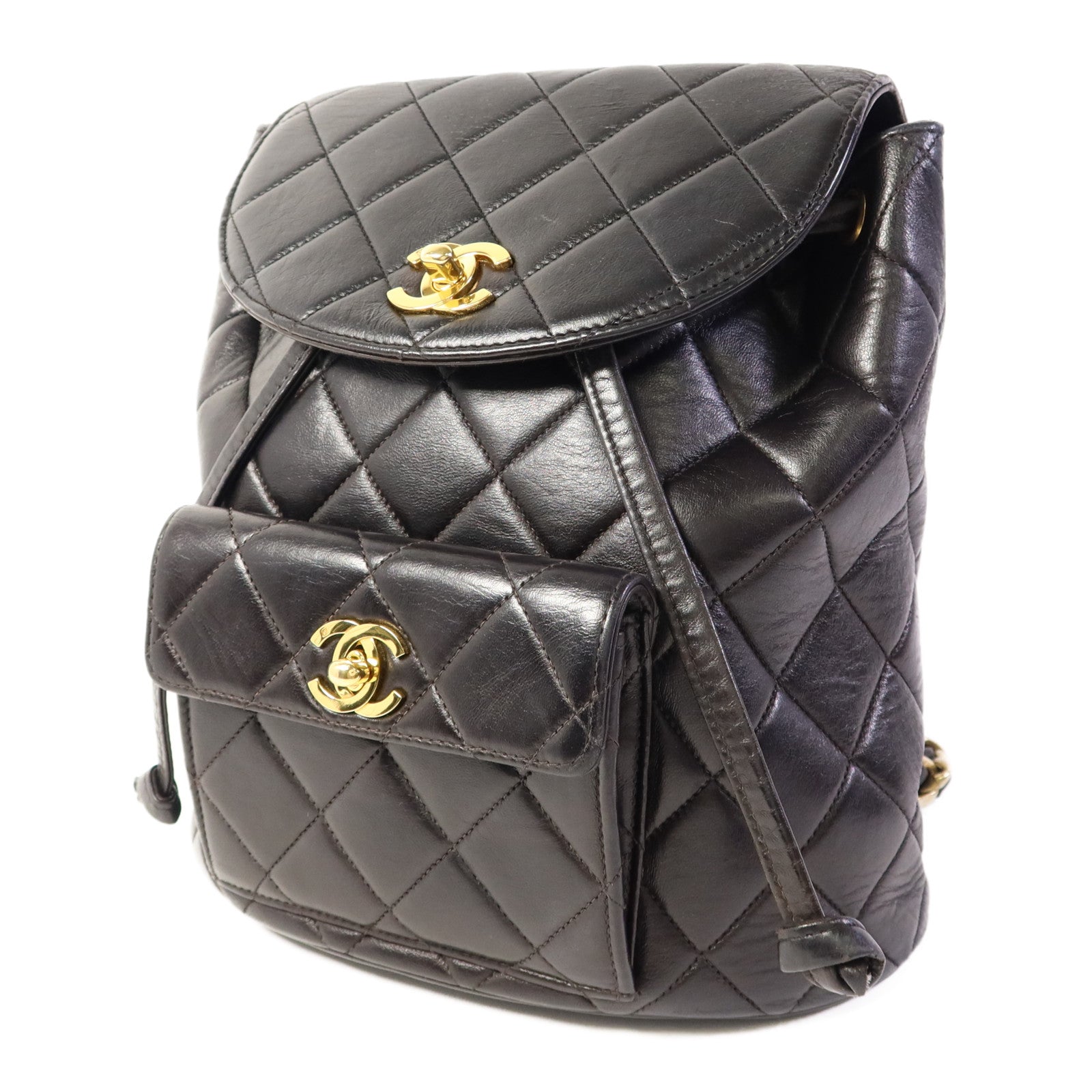 CHANEL 牛皮皮革Vintage Backpack金扣背包