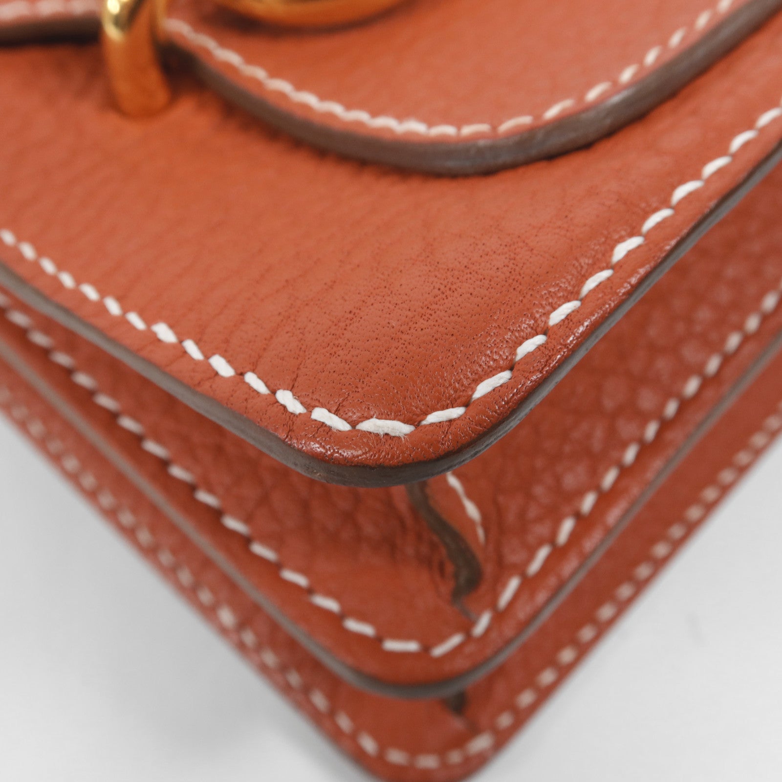 HERMES Clemence皮革Roulis 23金扣肩背袋Sanguine