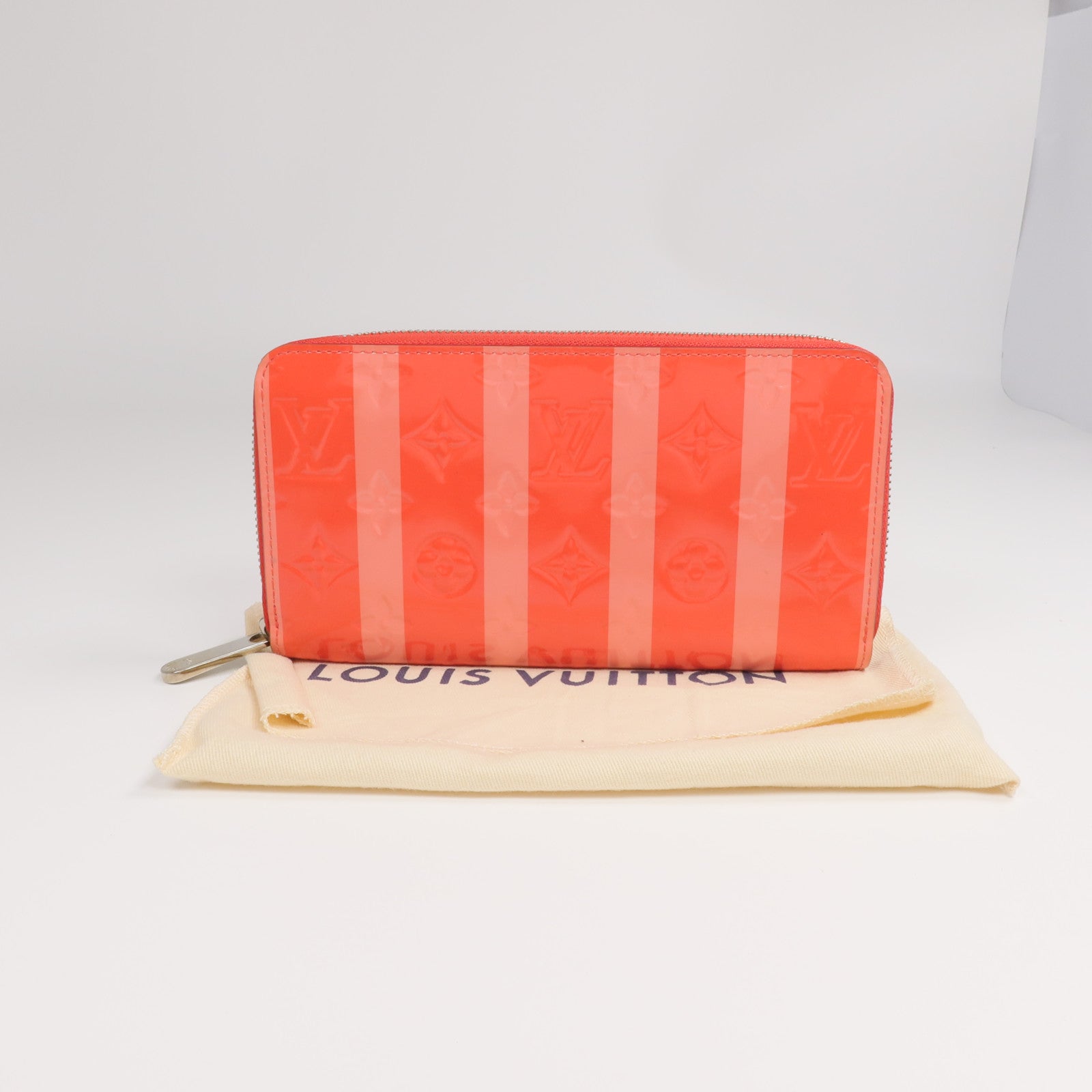 LOUIS VUITTON 【激減優惠】Monogram Vernis Rayure Zippy Wallet銀扣長錢包