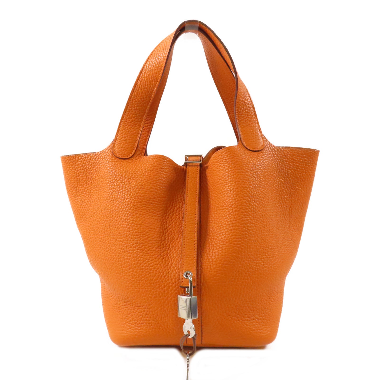HERMES Clemence皮革Picotin MM手挽袋Orange
