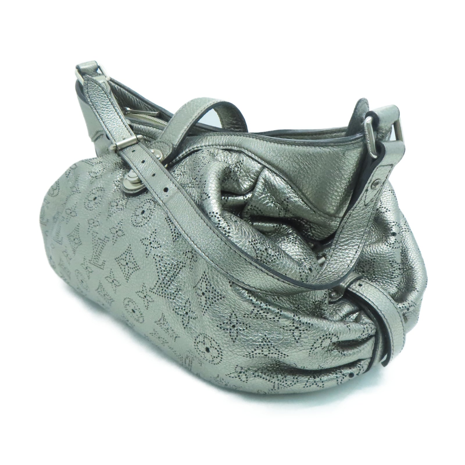 LOUIS VUITTON 【激減優惠】Monogram Mahina XS銀扣肩背袋銀色
