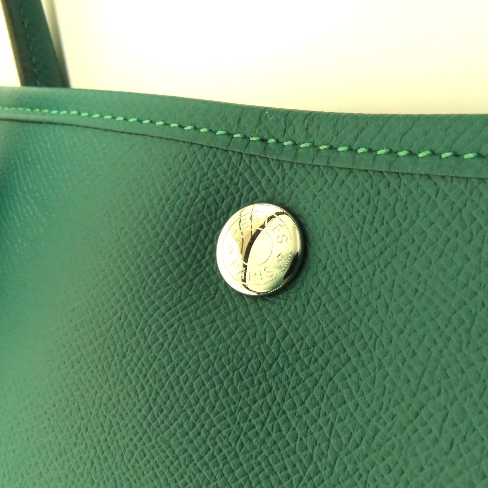 HERMES Epsom皮革Garden Party PM銀扣手挽袋Cactus
