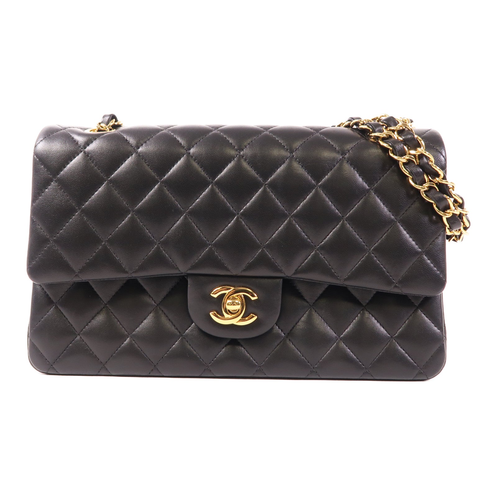CHANEL CC GHW Classic 25 Chain Shoulder Bag Lambskin Leather Black