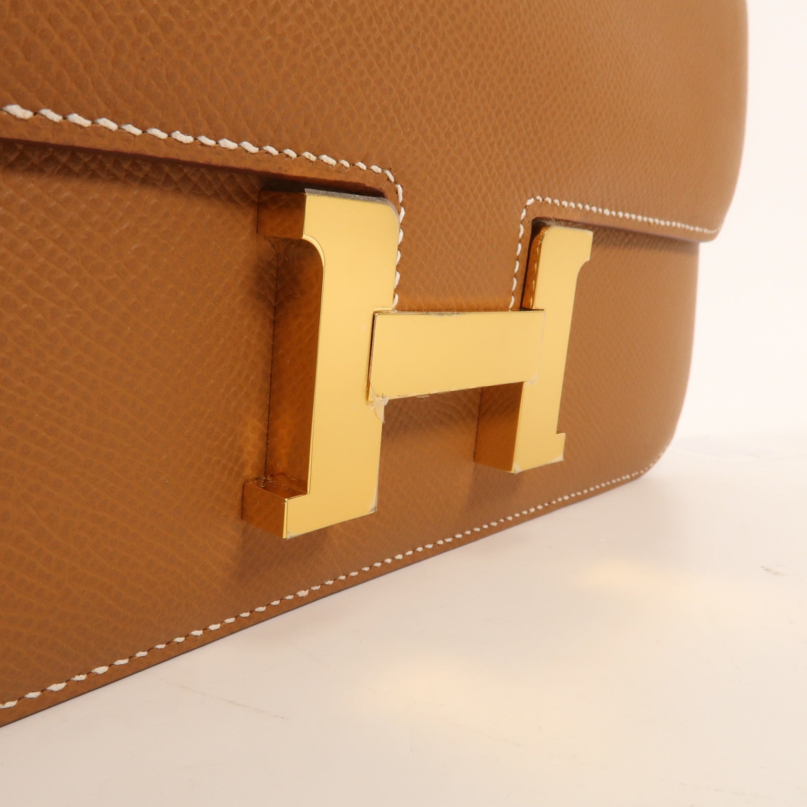 HERMES Epsom皮革Constance Elan金扣肩背袋Gold