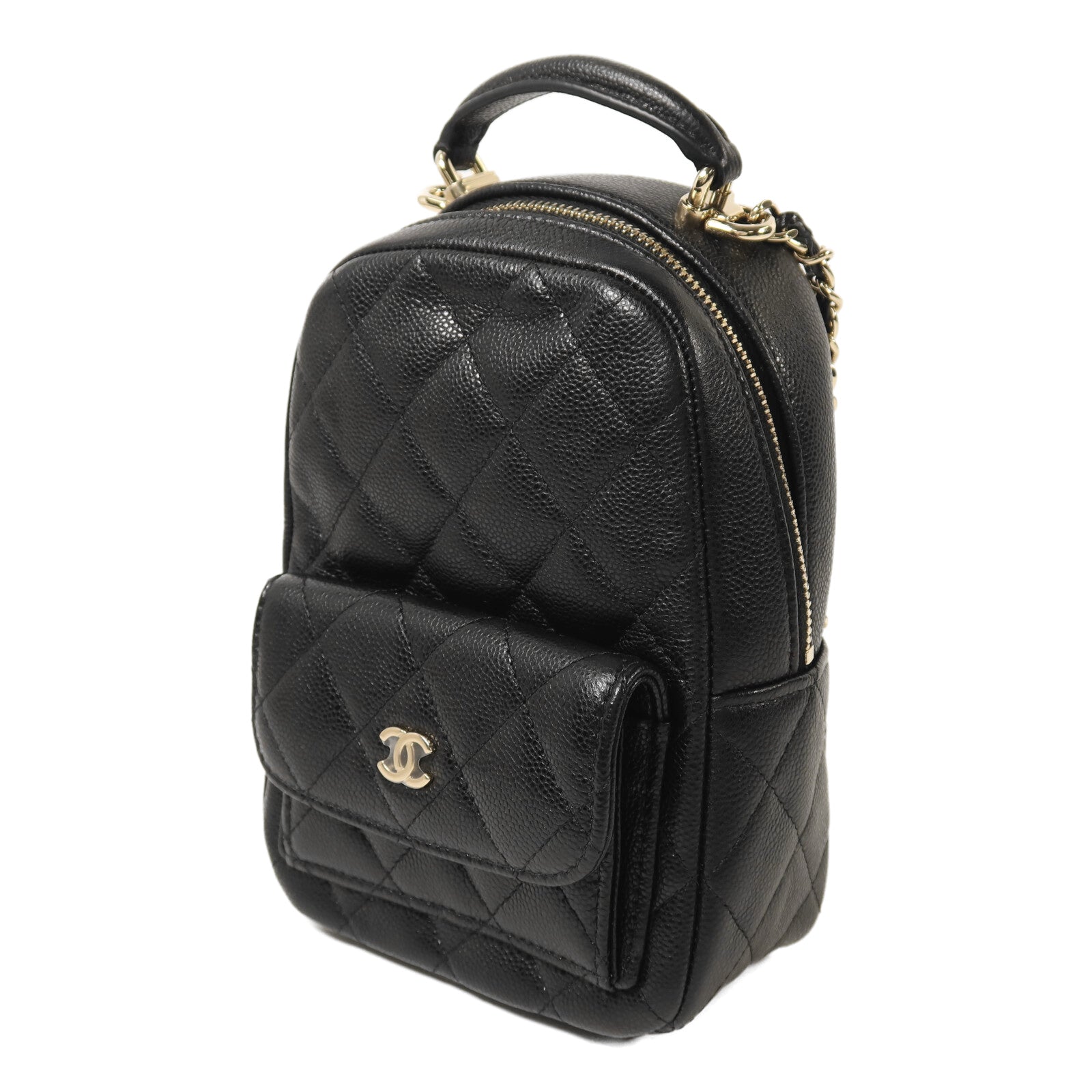 CHANEL 牛皮皮革Matelasse Mini Backpack金扣鏈帶背包
