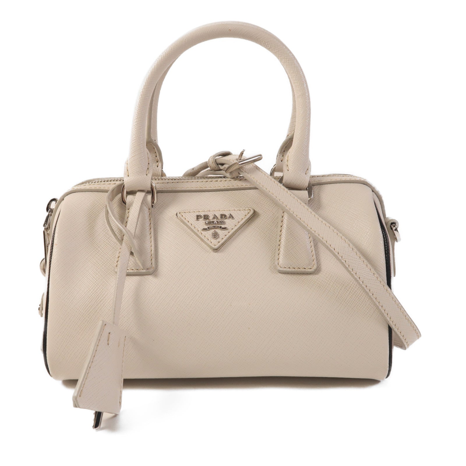 PRADA 牛皮皮革2 Way Shoulder Bag銀扣手挽肩背兩用袋