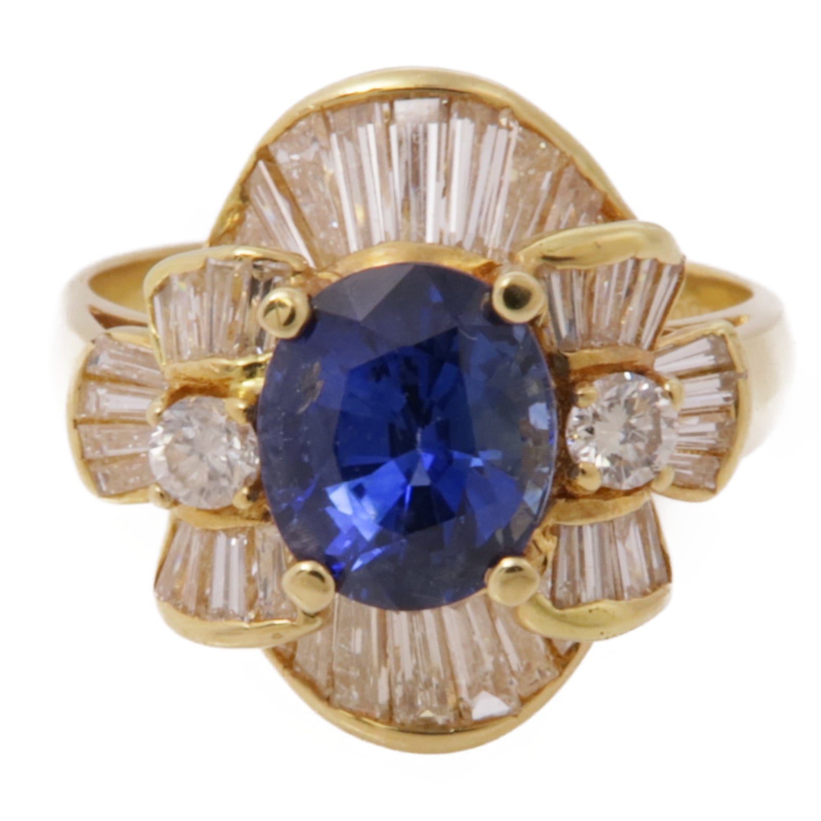 JEWELRY 【激減優惠】18K黃金Sapphire Diamond Ring藍寶石/鑽石戒指US#7.5