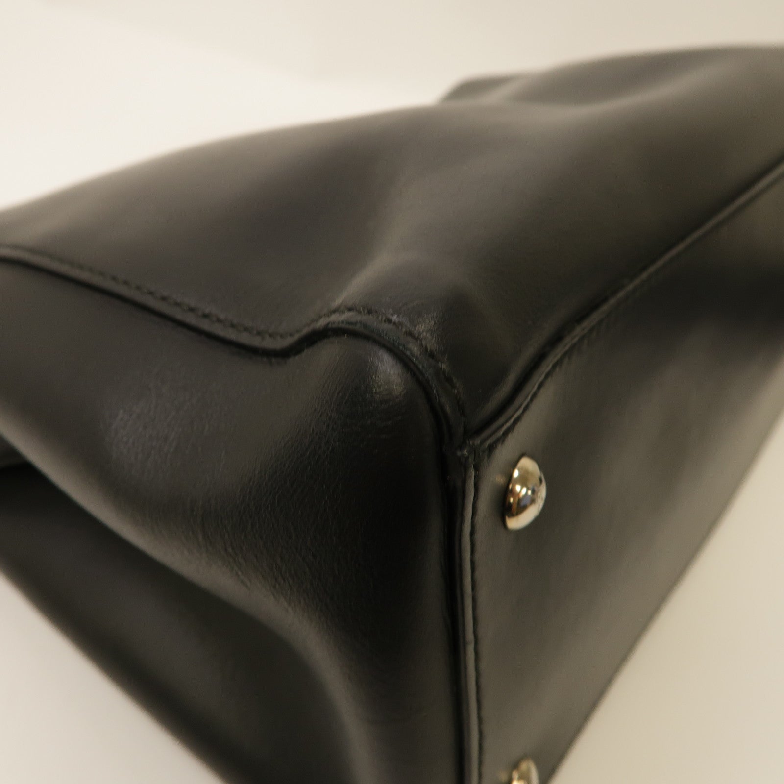 FENDI 牛皮皮革Dotcom 2 Way Shoulder Bag銀扣手挽肩背兩用袋黑色