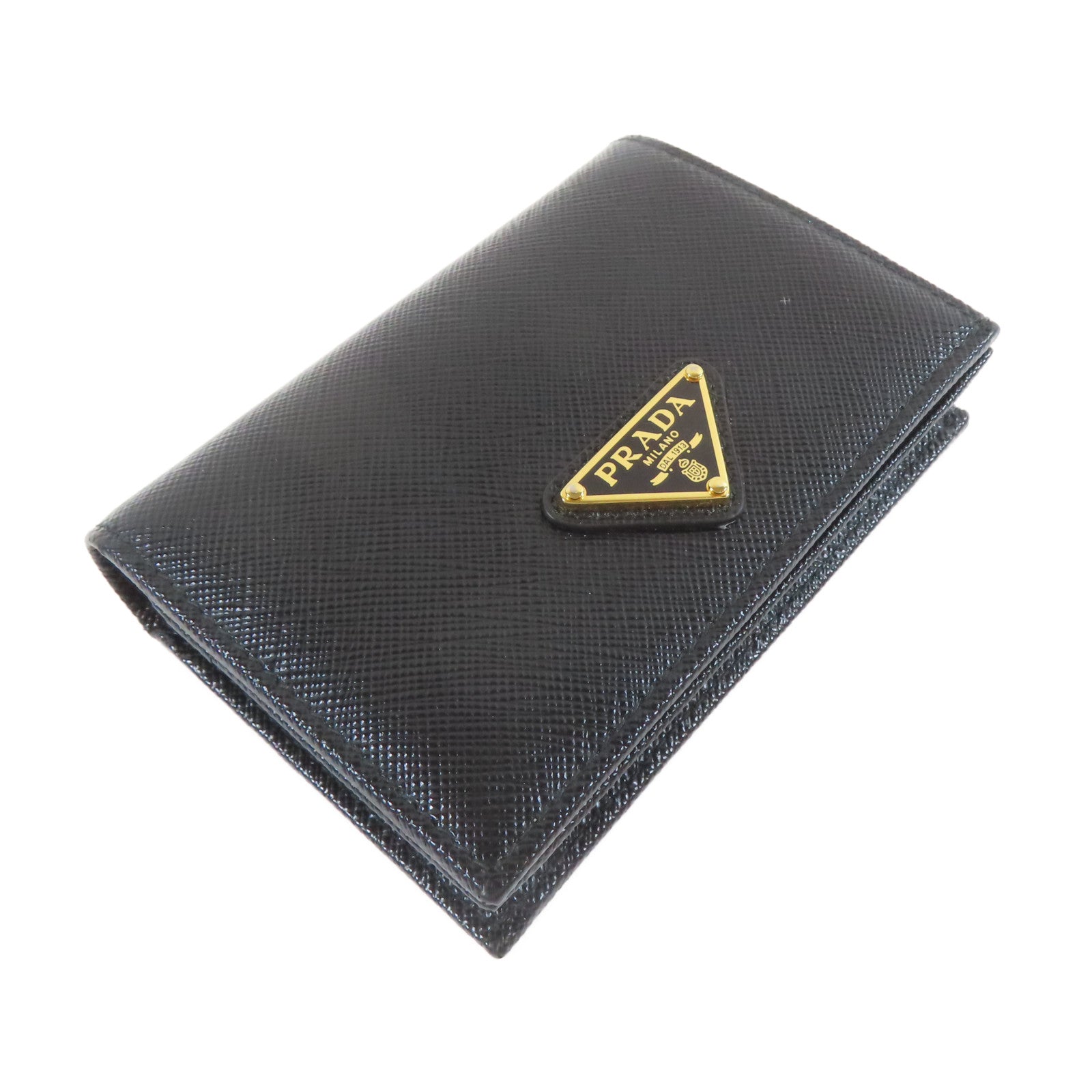 PRADA 牛皮皮革Small Wallet折叠錢包黑色