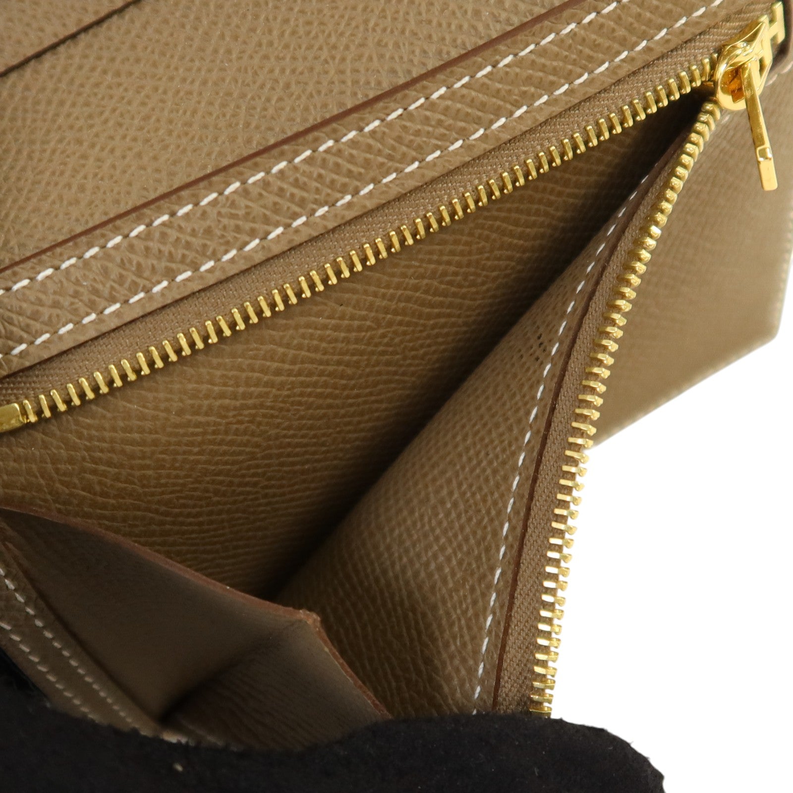 HERMES Epsom皮革Bearn Compact Wallet金扣錢包Etoupe