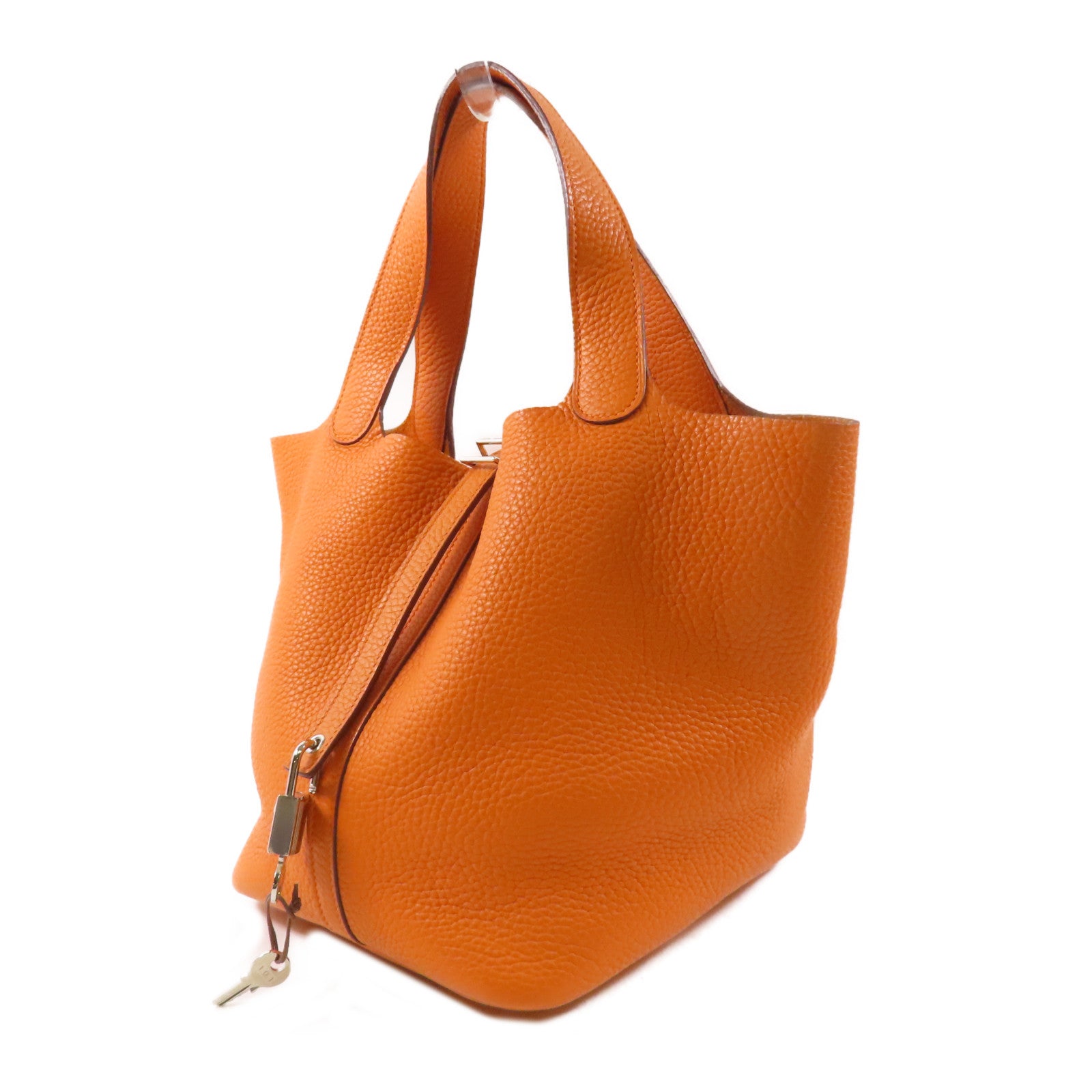 HERMES Clemence皮革Picotin MM手挽袋Orange
