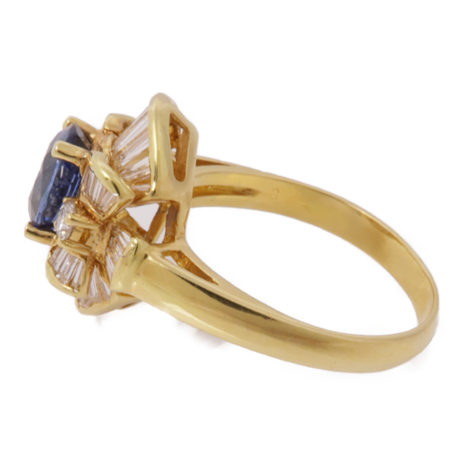 JEWELRY 【激減優惠】18K黃金Sapphire Diamond Ring藍寶石/鑽石戒指US#7.5