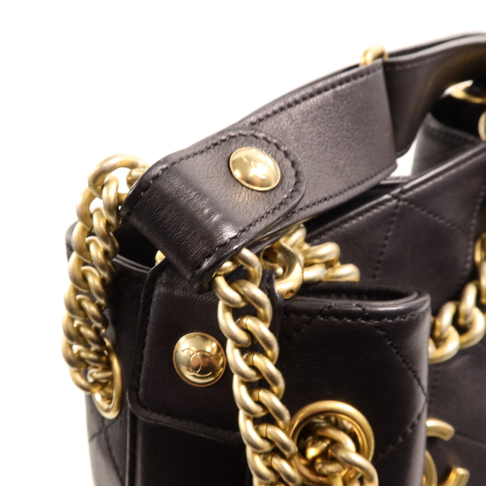 CHANEL 牛皮皮革Drawstring Bucket鏈帶手挽肩背兩用袋