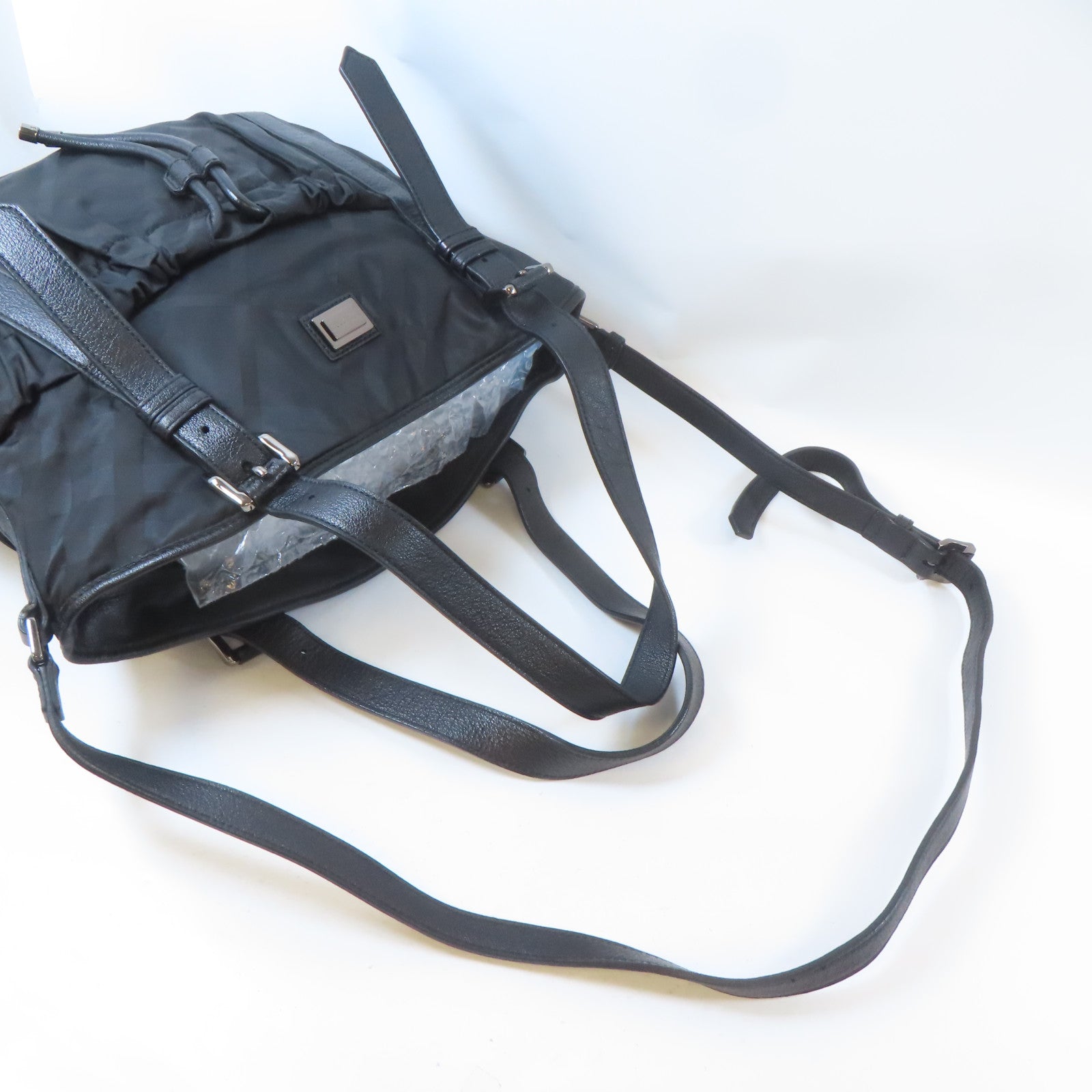 BURBERRY 尼龍2 Way Shoulder Bag銀扣手挽肩背兩用袋黑色