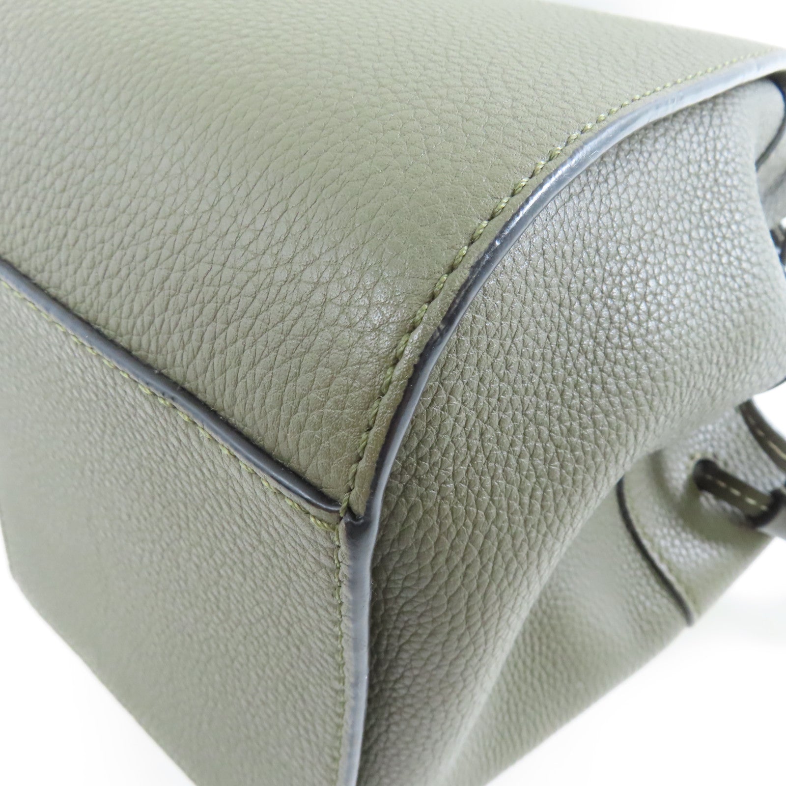 LOEWE 【激減優惠】牛皮皮革Mini Hammock Drawstring Bag銀扣手挽肩背兩用袋卡其色