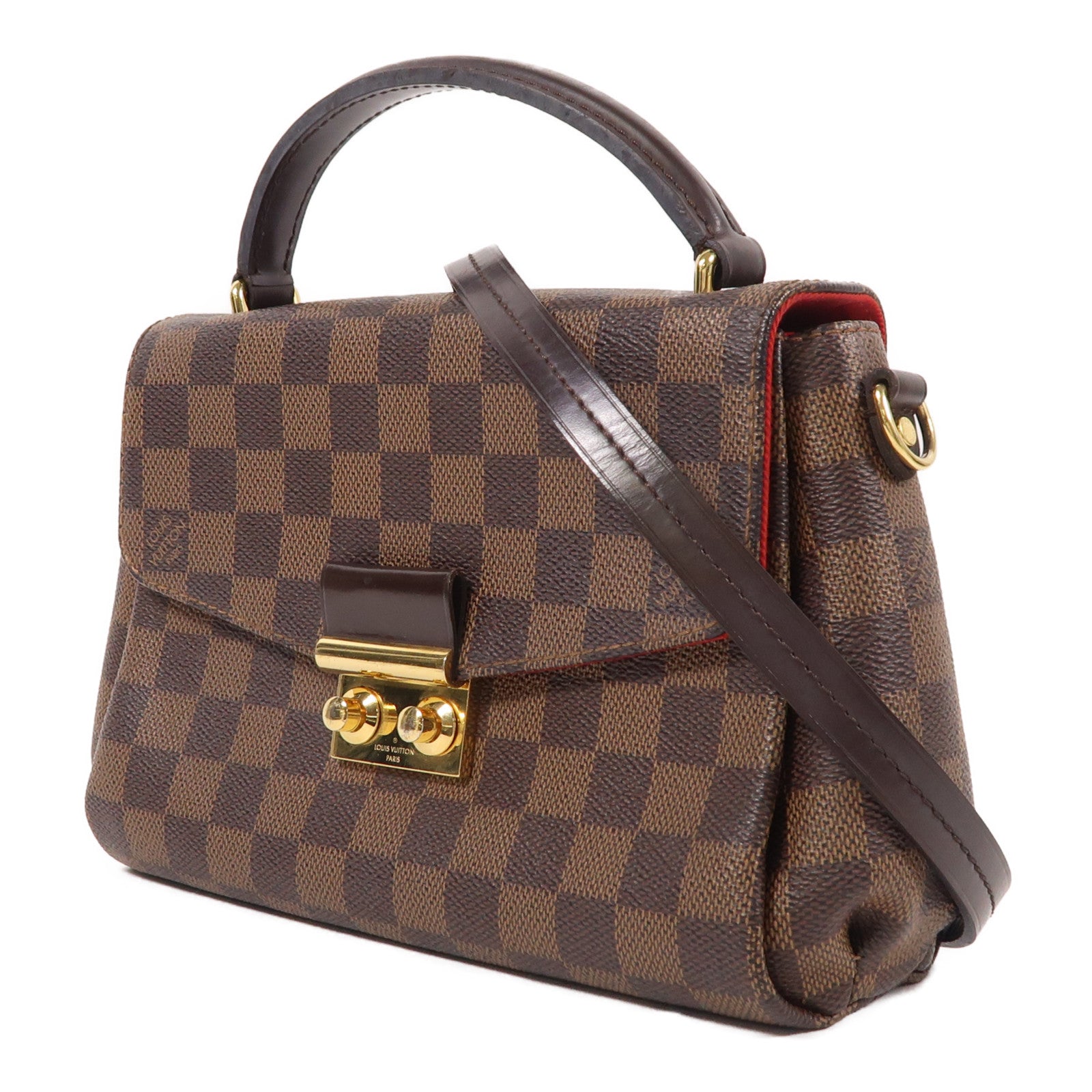 LOUIS VUITTON Damier Croisette金扣手挽肩背兩用袋