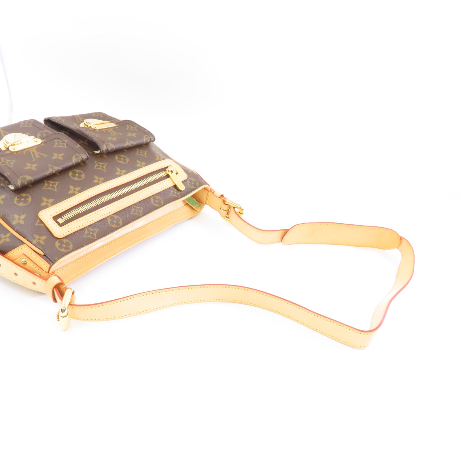 LOUIS VUITTON Monogram Hudson GM金扣肩背袋啡色