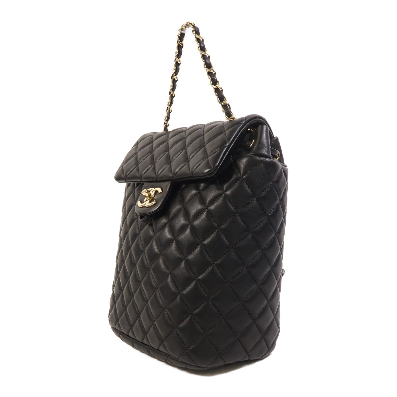 CHANEL 羊皮皮革Backpack金扣背包