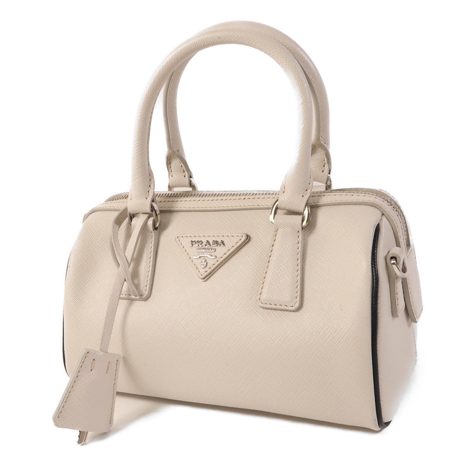 PRADA 牛皮皮革2 Way Shoulder Bag銀扣手挽肩背兩用袋