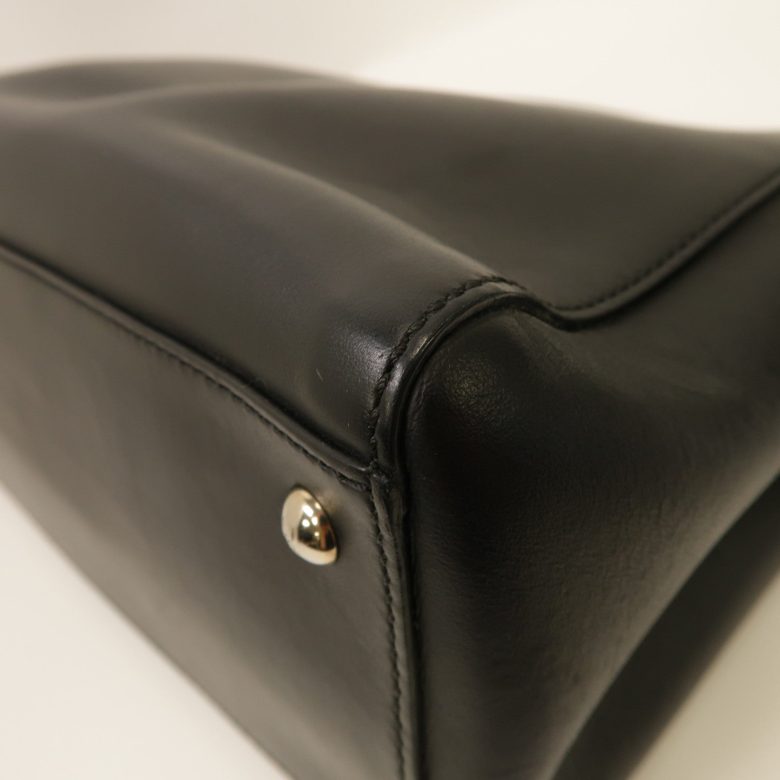 FENDI 牛皮皮革Dotcom 2 Way Shoulder Bag銀扣手挽肩背兩用袋黑色