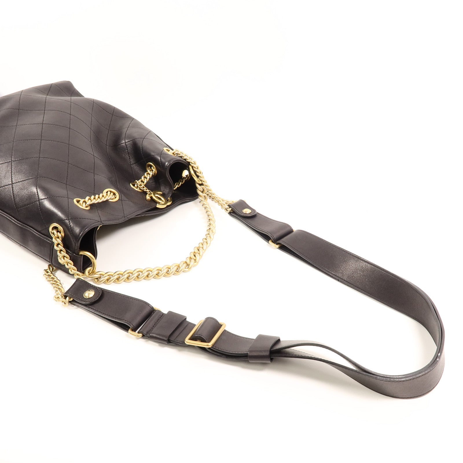 CHANEL 牛皮皮革Drawstring Bucket鏈帶手挽肩背兩用袋