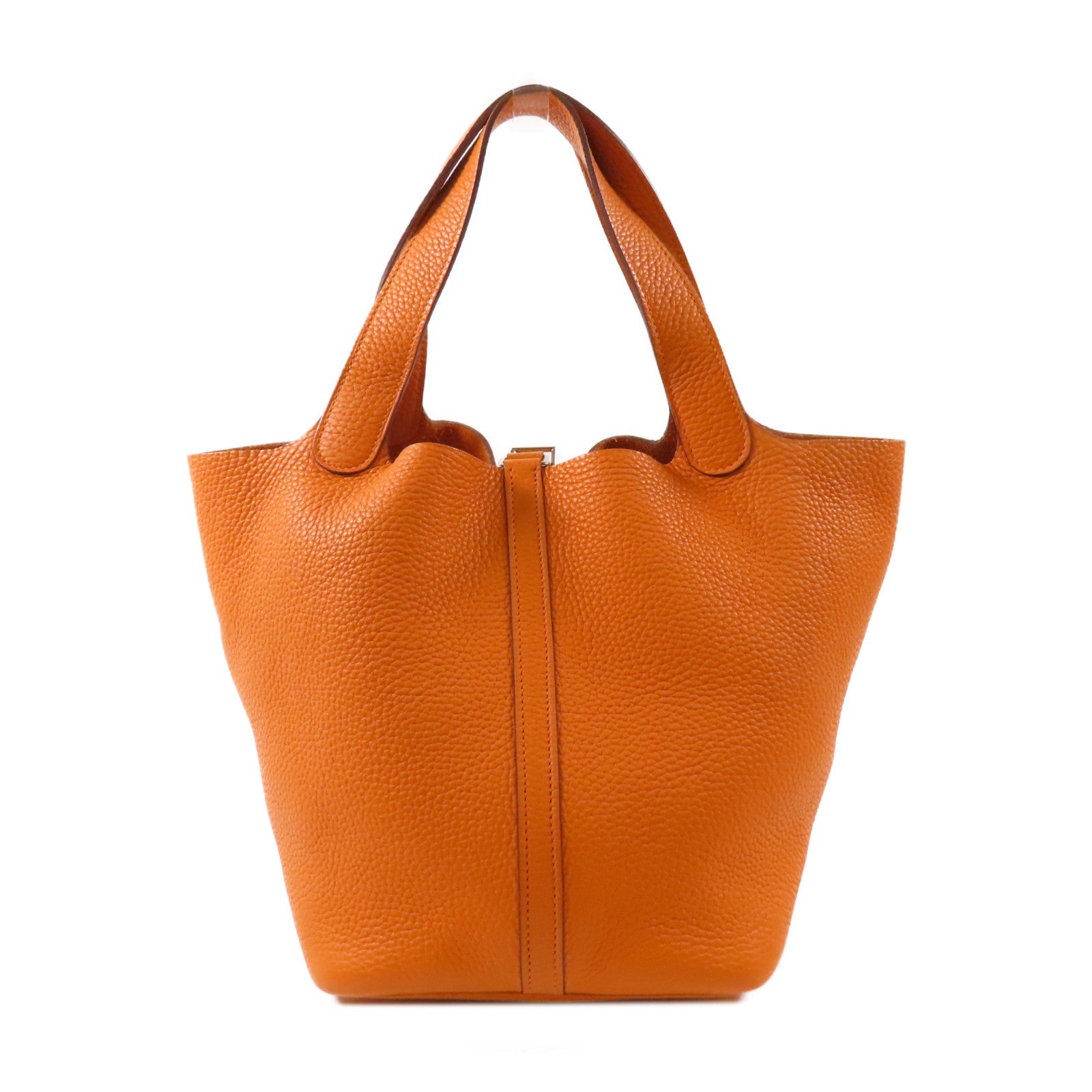 HERMES Clemence皮革Picotin MM手挽袋Orange