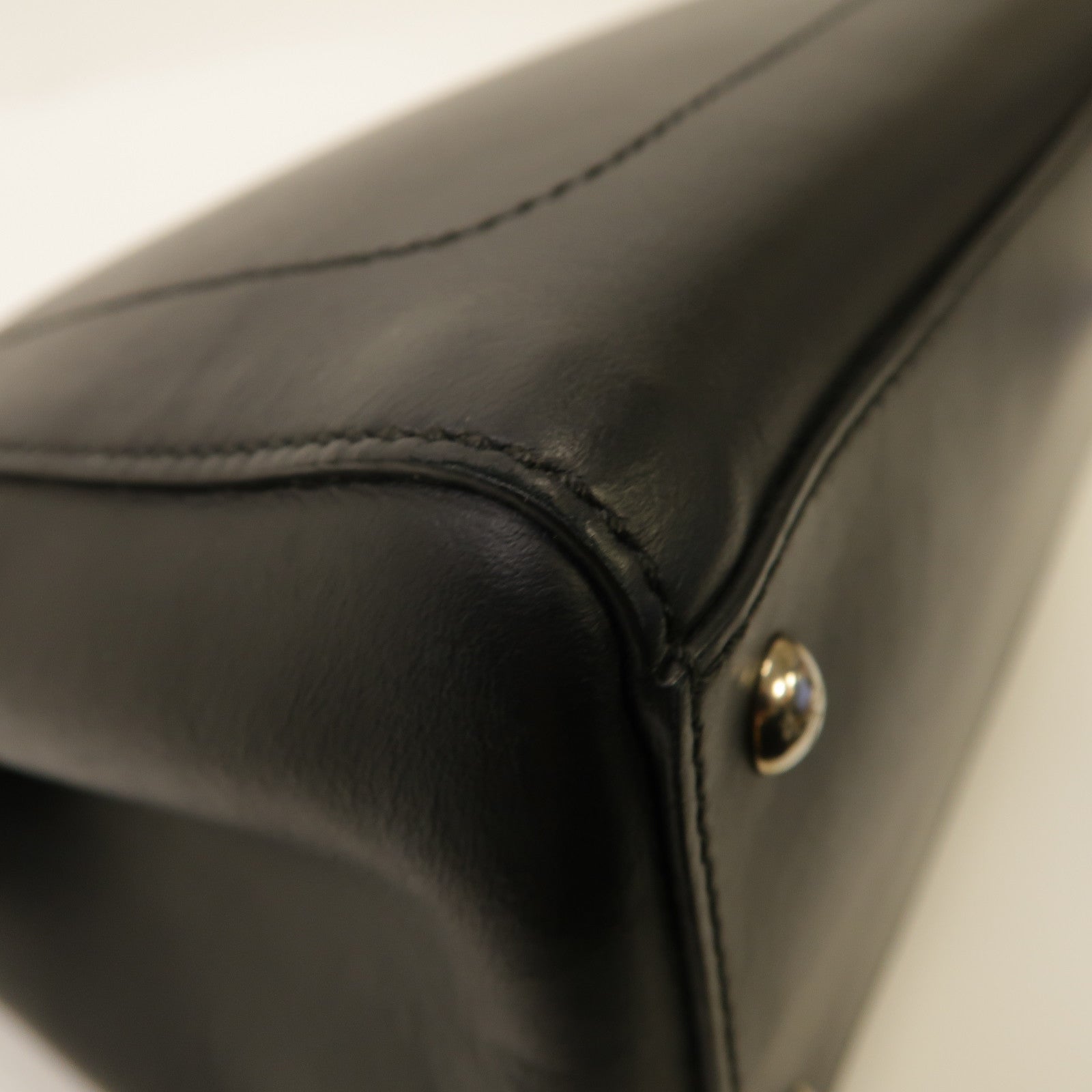 FENDI 牛皮皮革Dotcom 2 Way Shoulder Bag銀扣手挽肩背兩用袋黑色