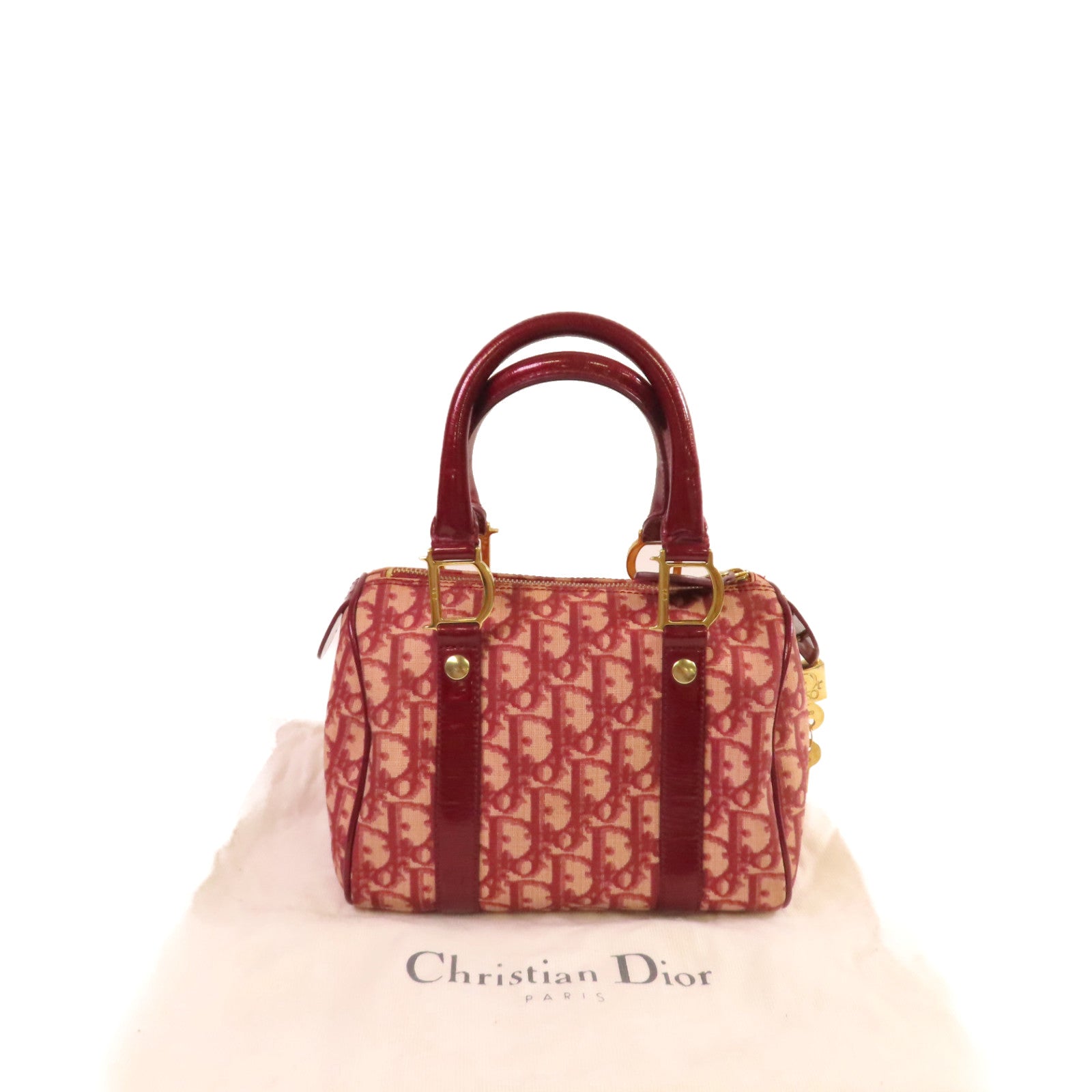 Dior Oblique塗層帆布Dior Handbag金扣手挽袋酒紅色
