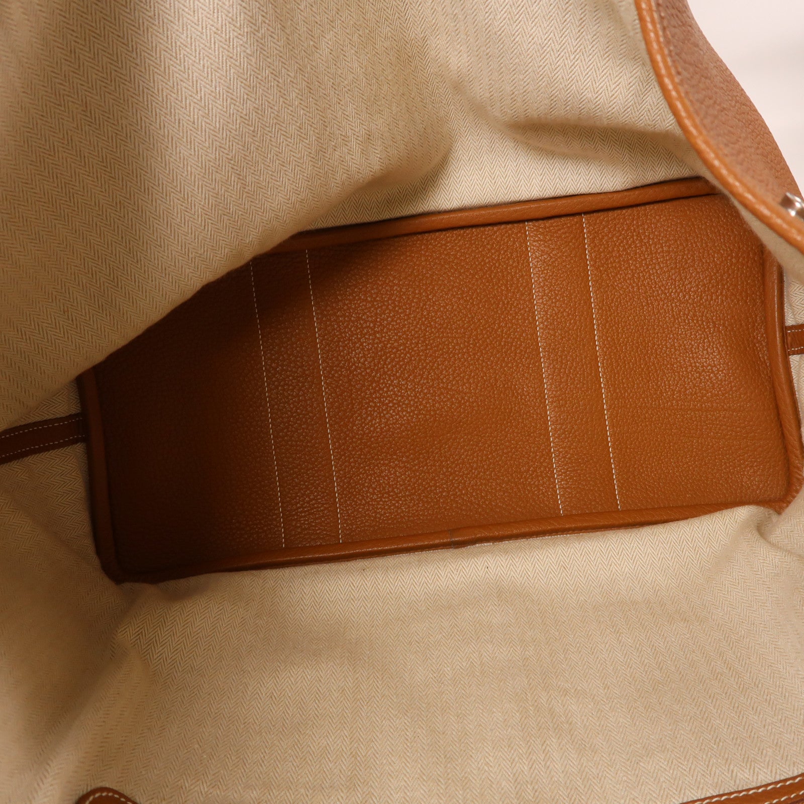 HERMES Negonda皮革Garden Party PM銀扣手挽袋金色