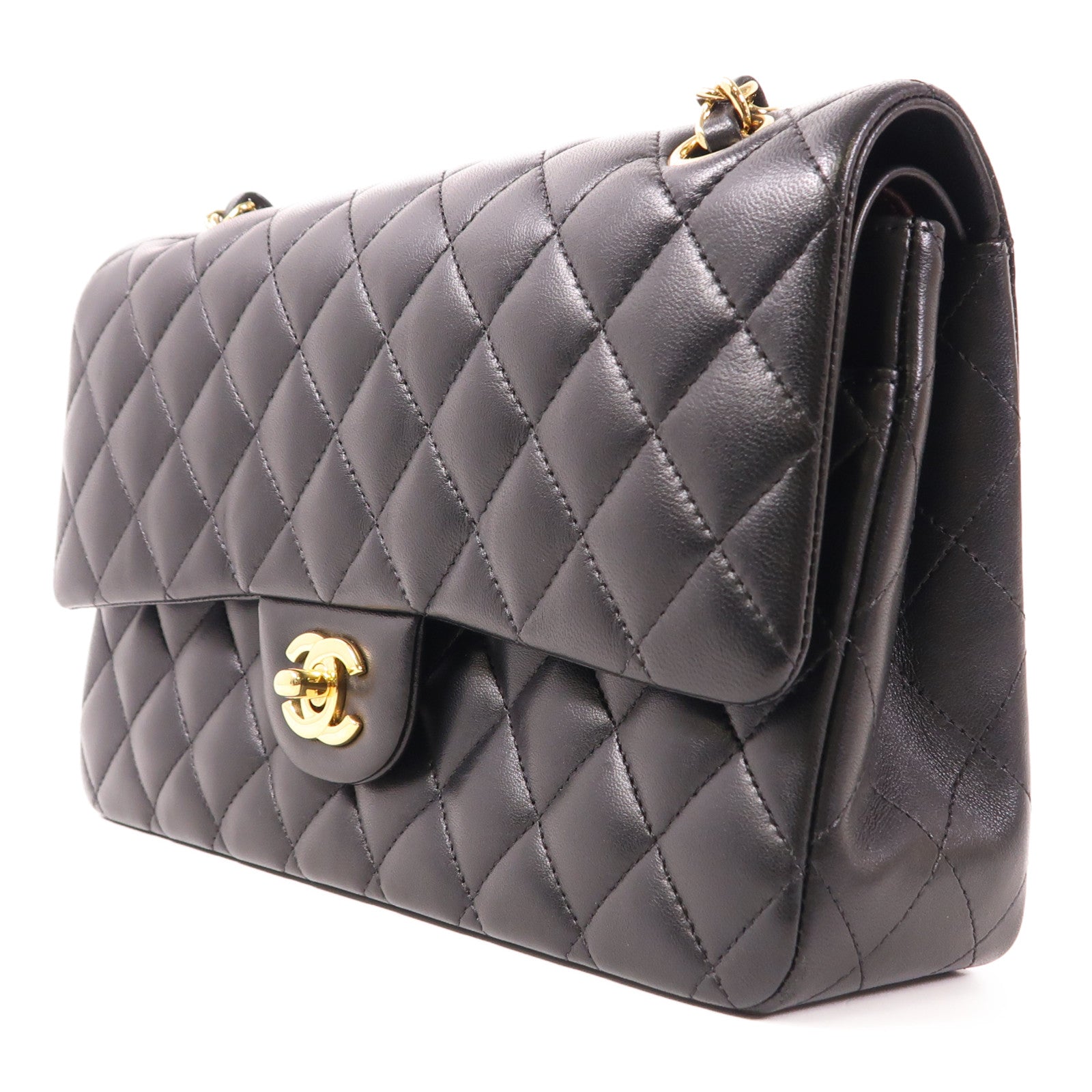CHANEL CC GHW Classic 25 Chain Shoulder Bag Lambskin Leather Black