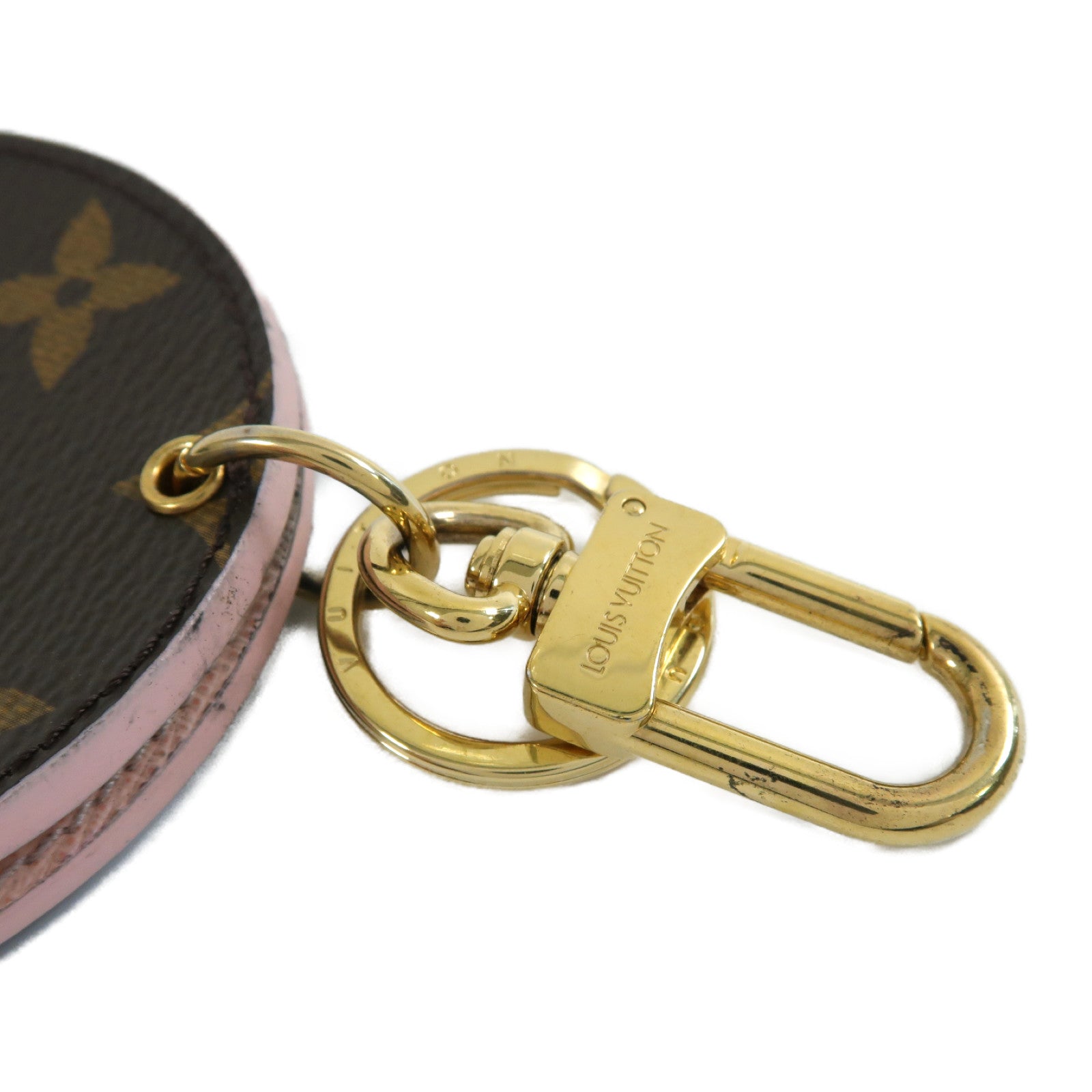 LOUIS VUITTON 【激減優惠】Monogram Mirror Key Ring金扣鎖匙扣啡色/粉紅色