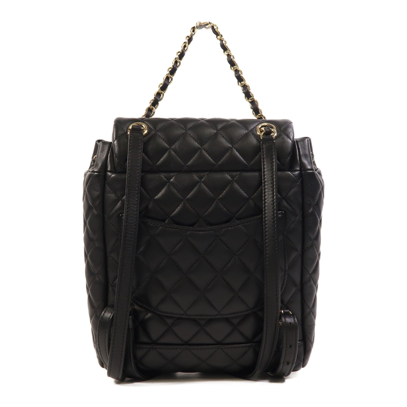 CHANEL 羊皮皮革Backpack金扣背包
