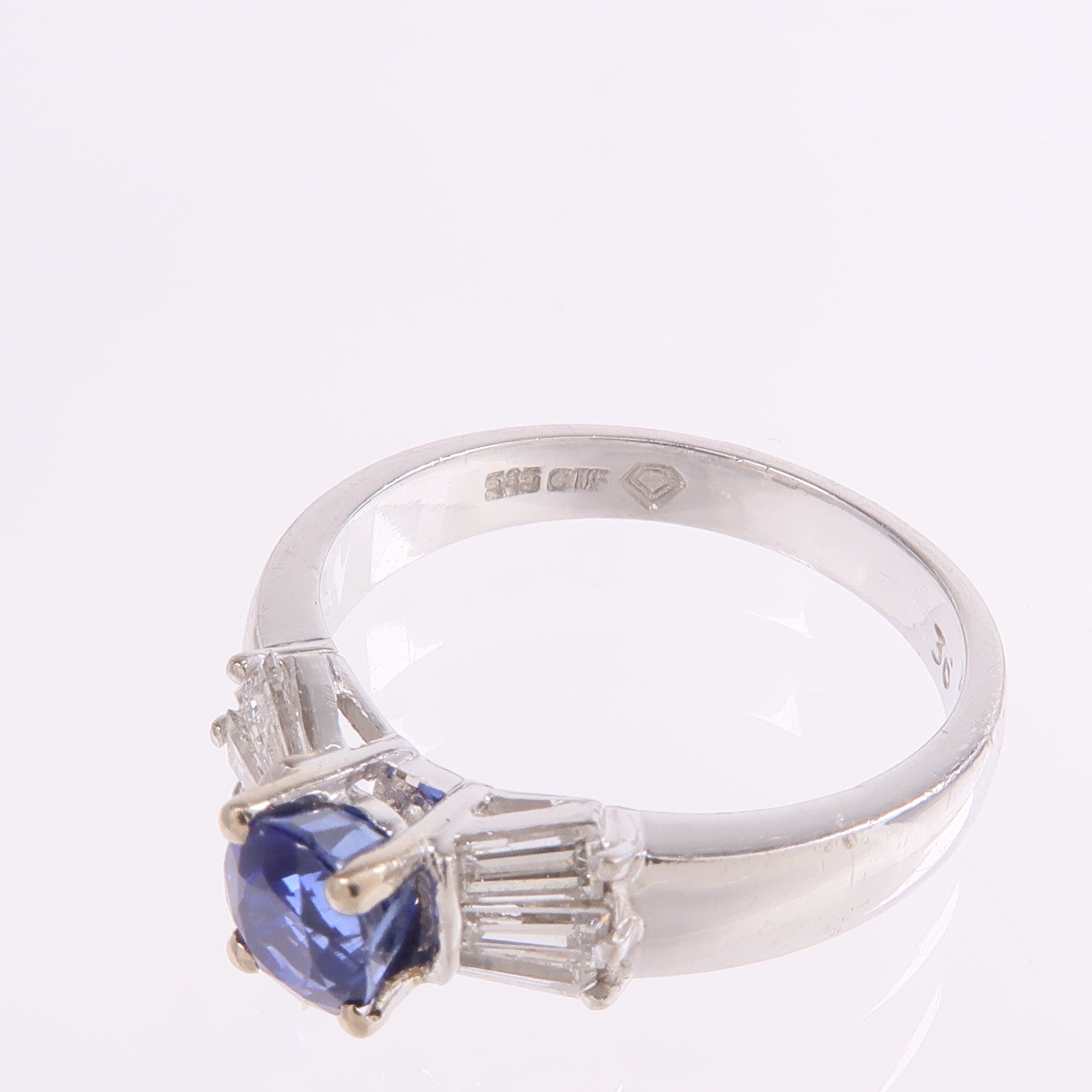 JEWELRY 【激減優惠】14K白金Sapphire Diamond Ring藍寶石/鑽石戒指US#5.75