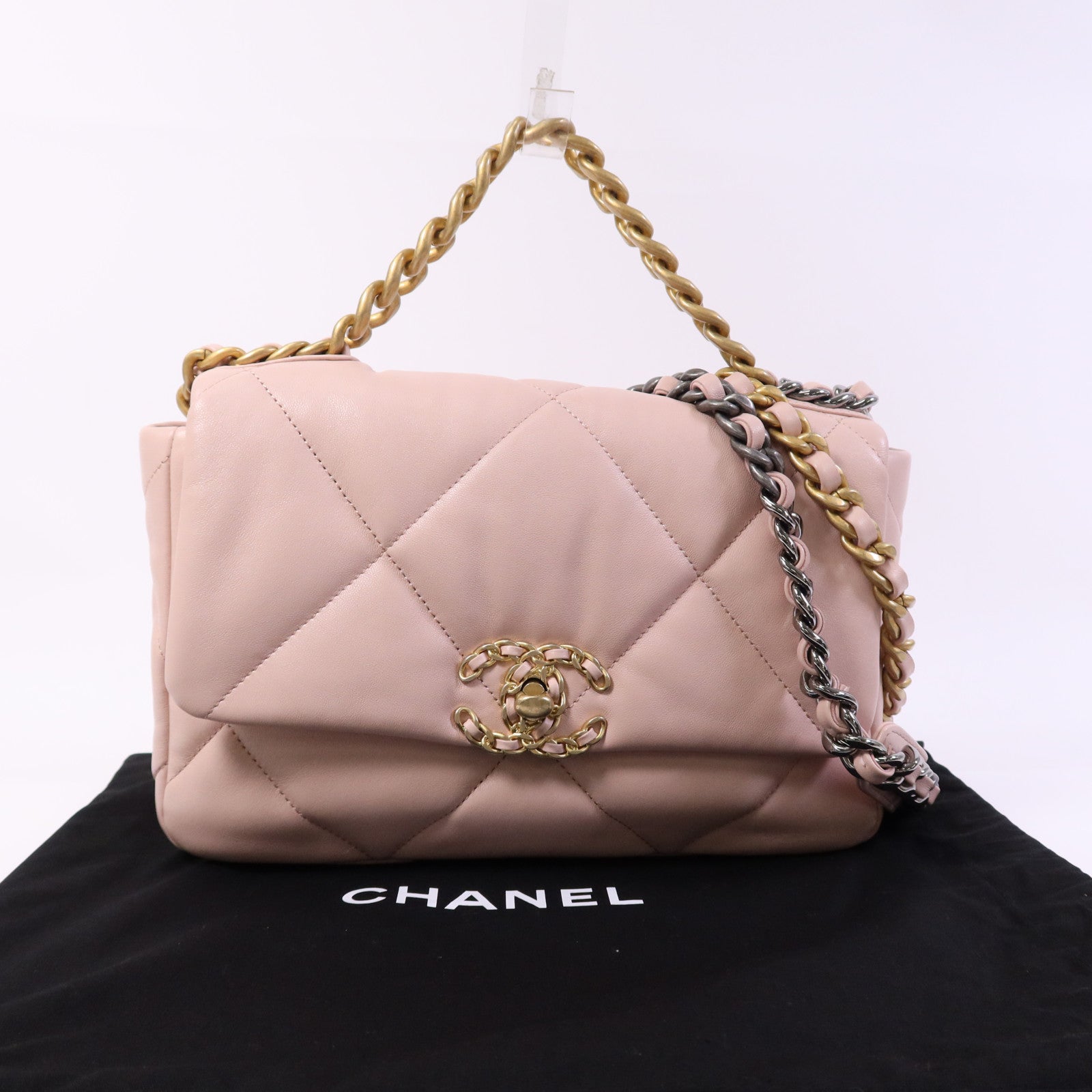 CHANEL 【激減優惠】羊皮皮革Chanel 19 Small鏈帶肩背袋