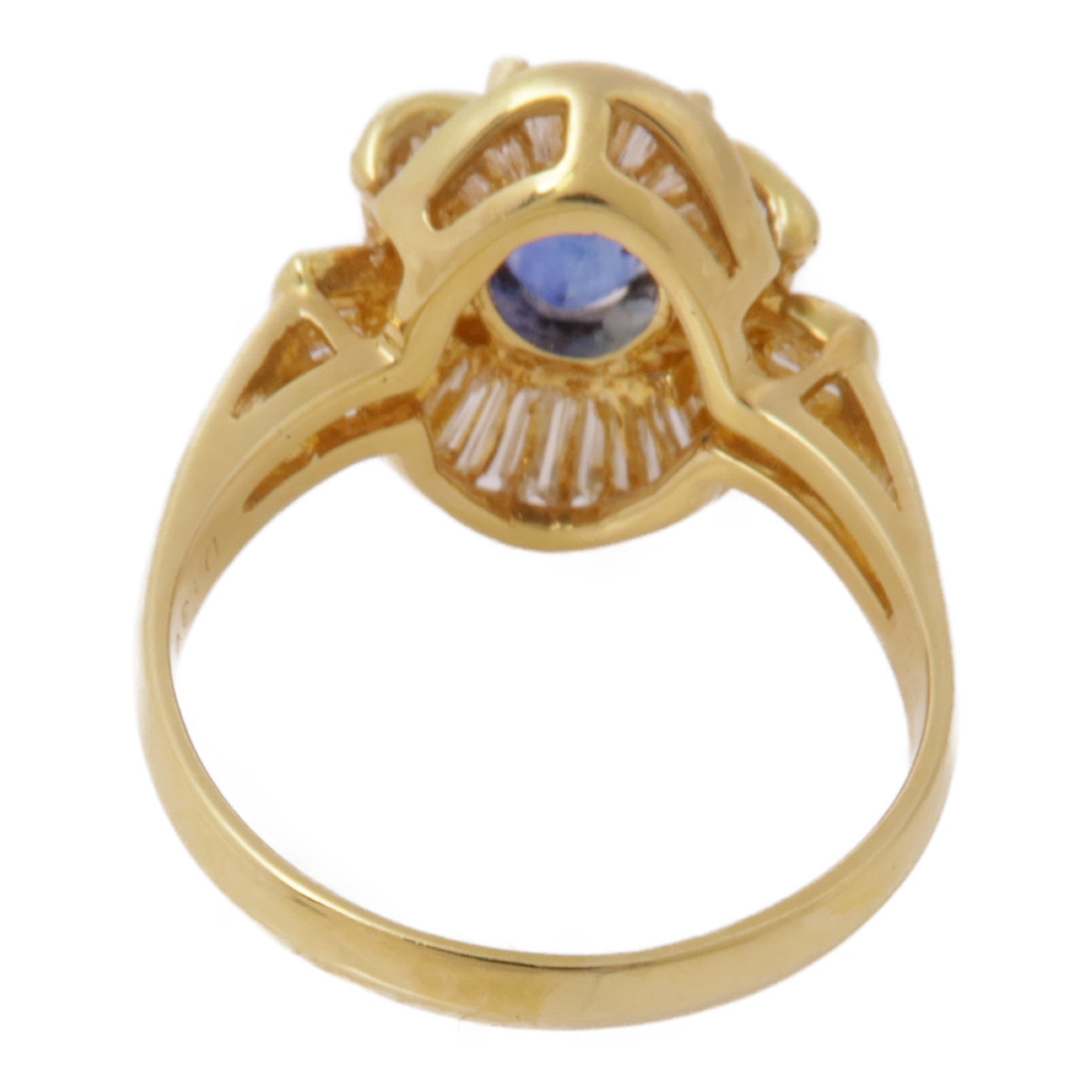 JEWELRY 【激減優惠】18K黃金Sapphire Diamond Ring藍寶石/鑽石戒指US#7.5