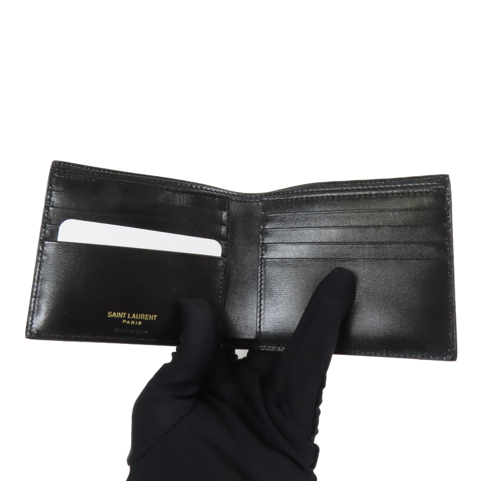 SAINT LAURENT 皮革Bi-fold Wallet金扣錢包