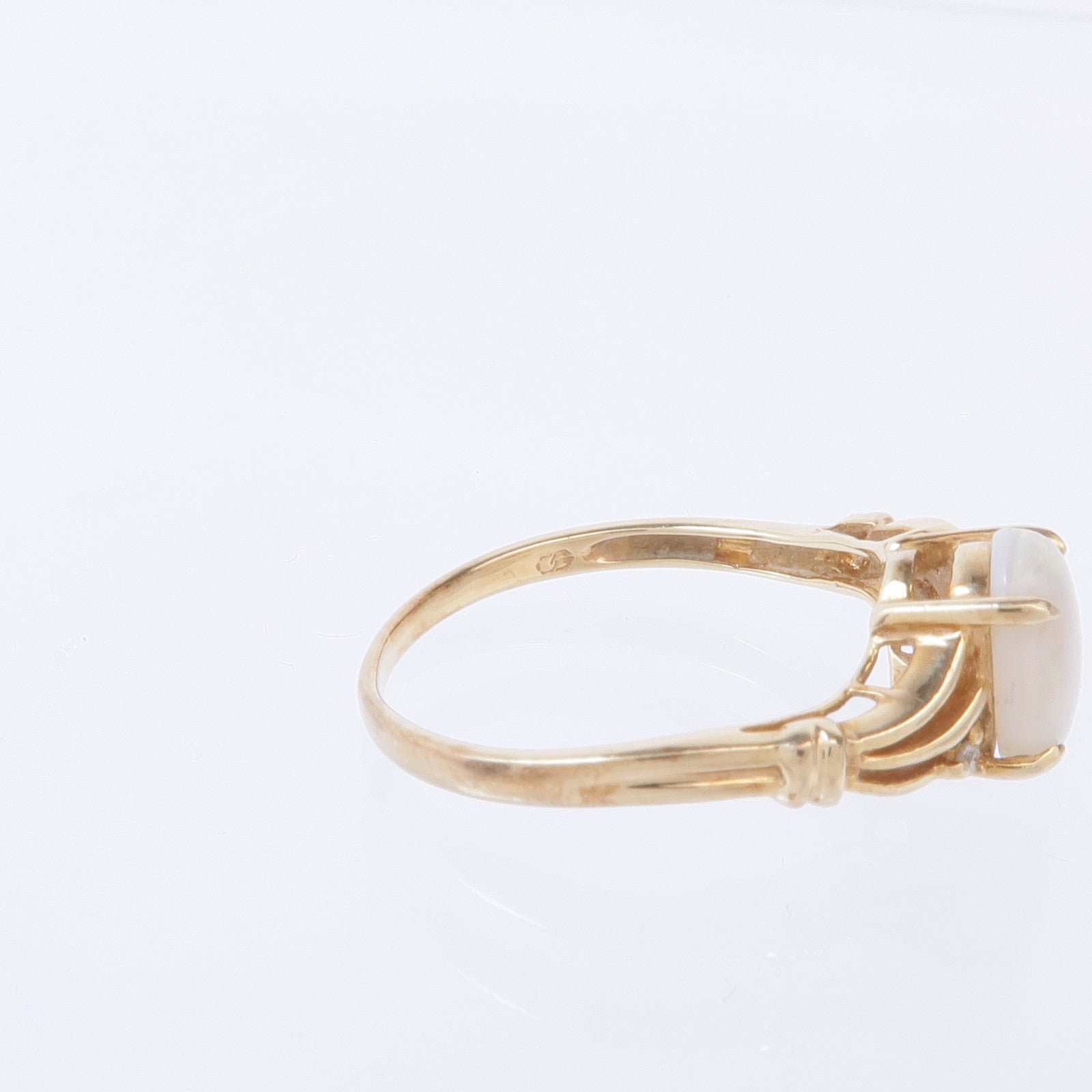 JEWELRY 14K黃金Opal Diamond Ring蛋白石/鑽石戒指US#7