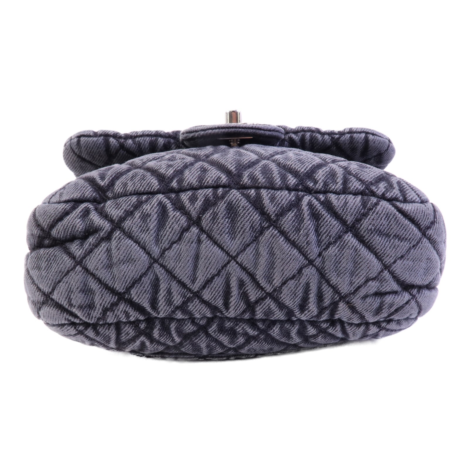 CHANEL 牛仔布Chain Shoulder Bag銀扣鏈帶肩背袋